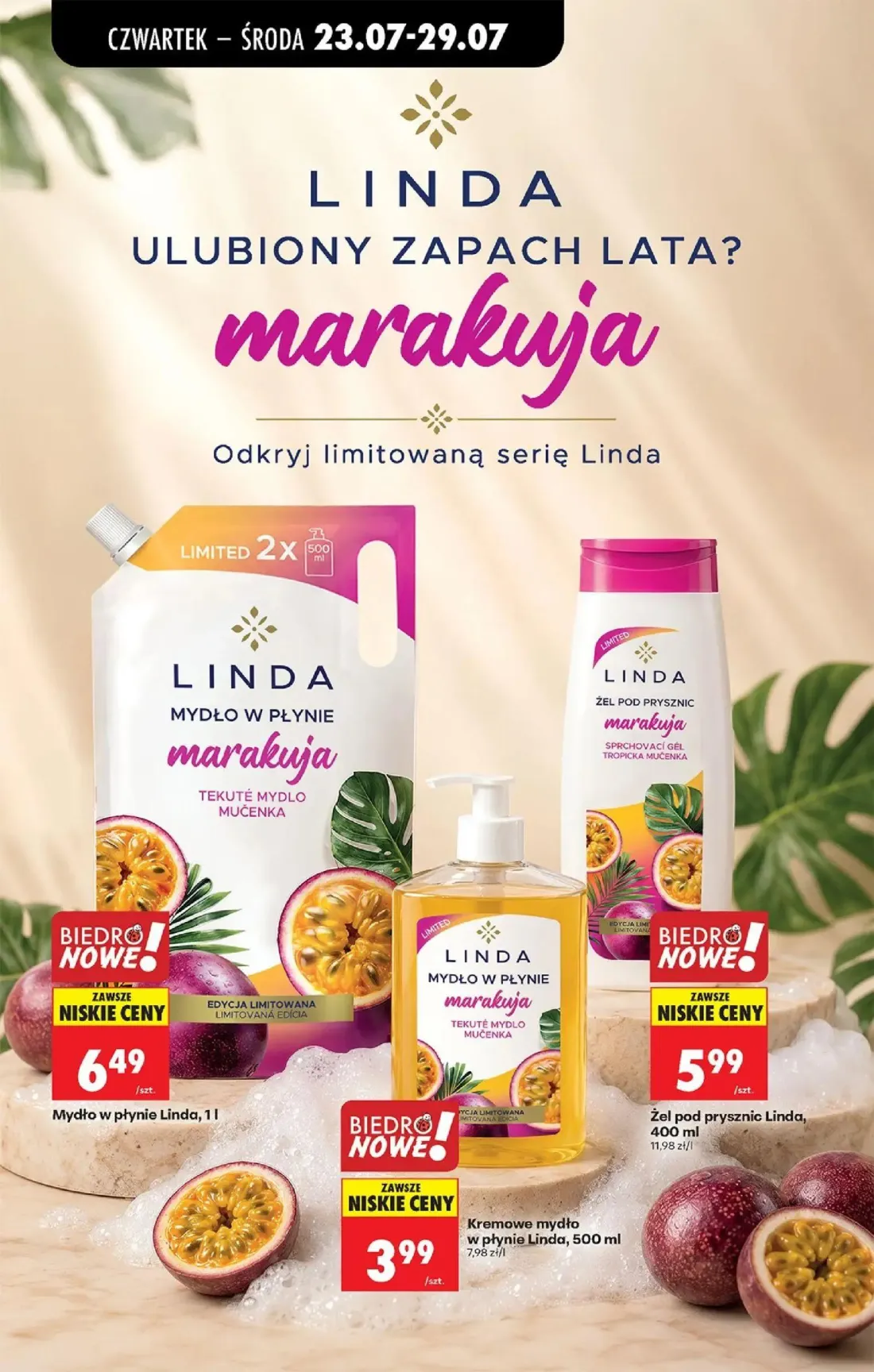 Biedronka gazetka, strona 90 z 98 — Mydło w płynie Linda, Żel pod prysznic Linda, Kremowe mydło w płynie Linda