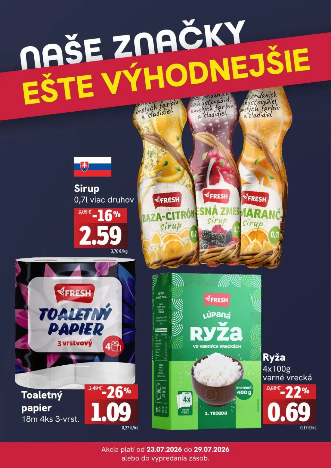 Fresh leták, strana 4 z 4 — Sirup, Toaletný papier, Ryža