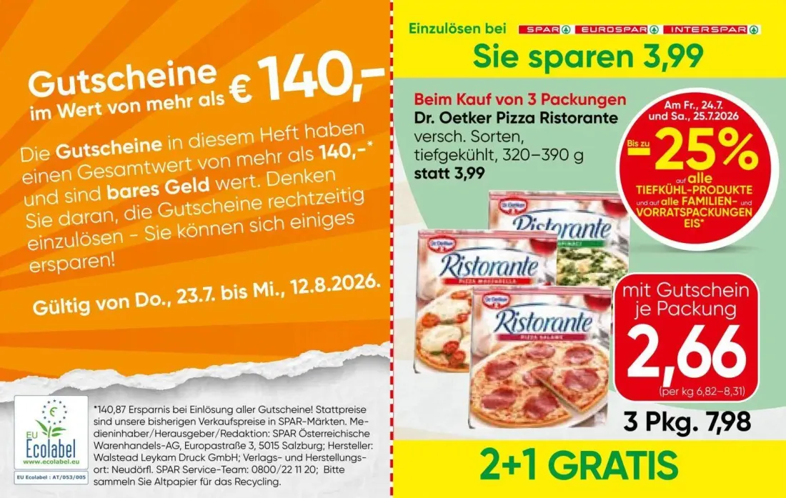 Spar Prospekt, Seite 2 von 13 — Dr. Oetker Pizza Ristorante