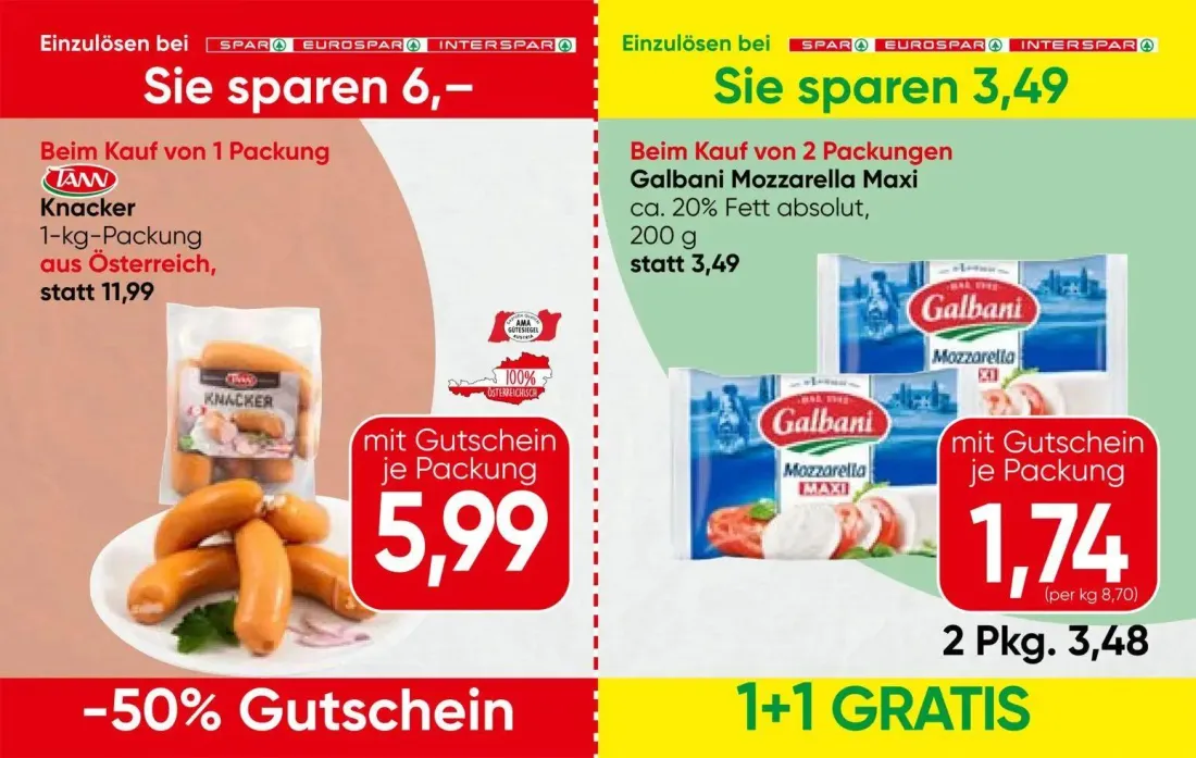 Spar Prospekt, Seite 3 von 13 — Knacker, Galbani Mozzarella Maxi