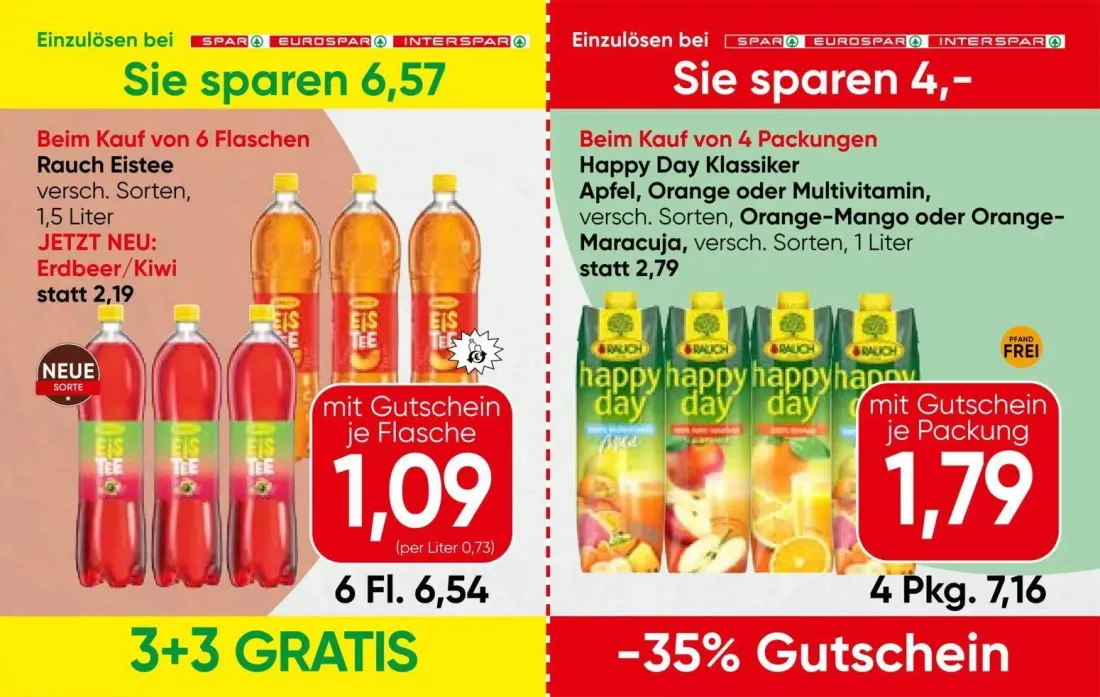 Spar Prospekt, Seite 8 von 13 — Rauch Eistee, Happy Day Klassiker