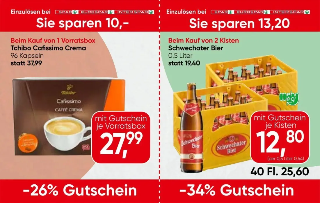 Spar Prospekt, Seite 10 von 13 — Tchibo Cafissimo Crema, Schwechater Bier