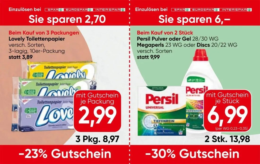 Spar Prospekt, Seite 12 von 13 — Persil Pulver oder Gel, Lovely Toilettenpapier