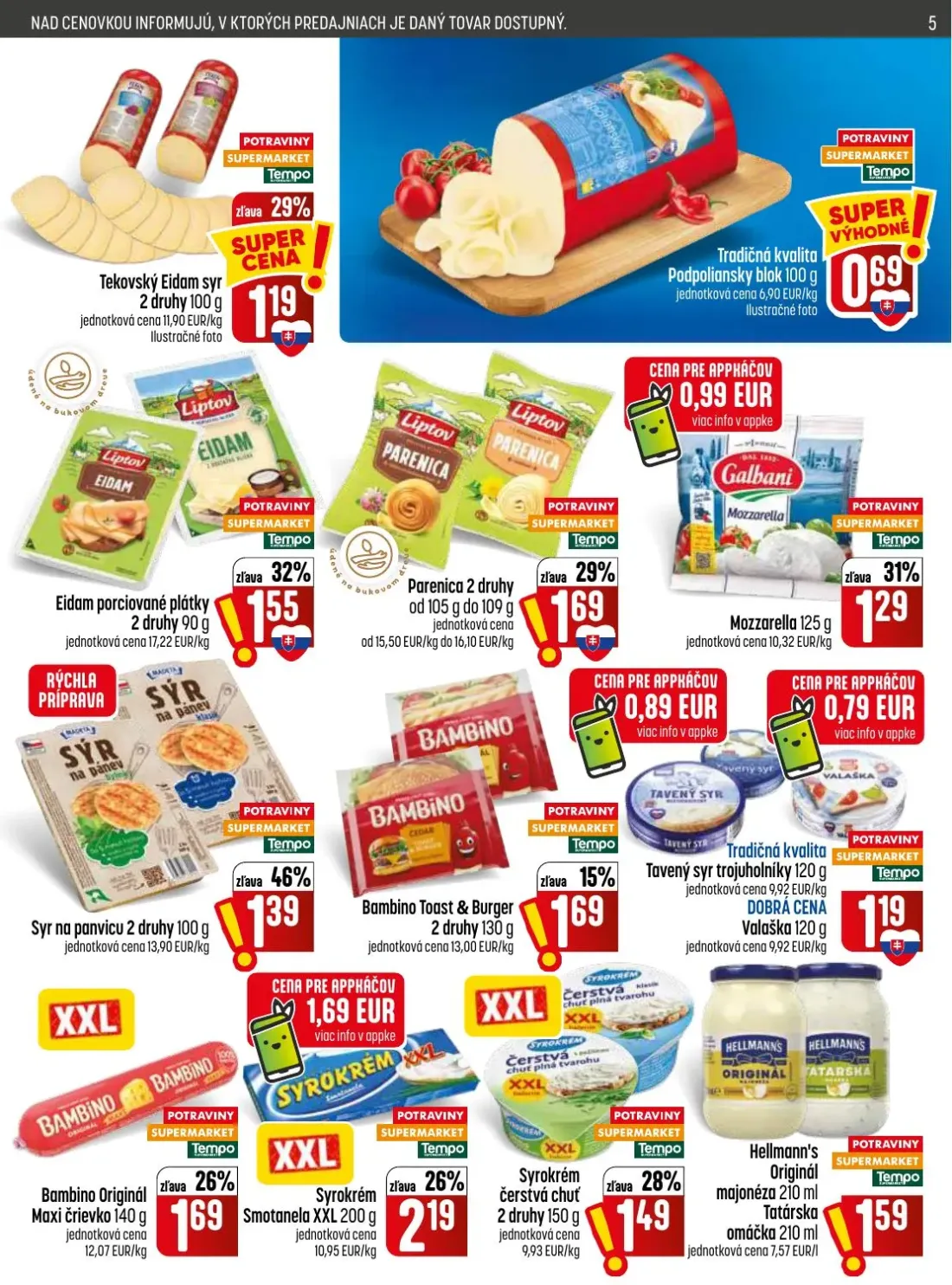 Coop Jednota leták, strana 5 z 28 — Syrokrém Smotanela XXL, Valaška, Mozzarella