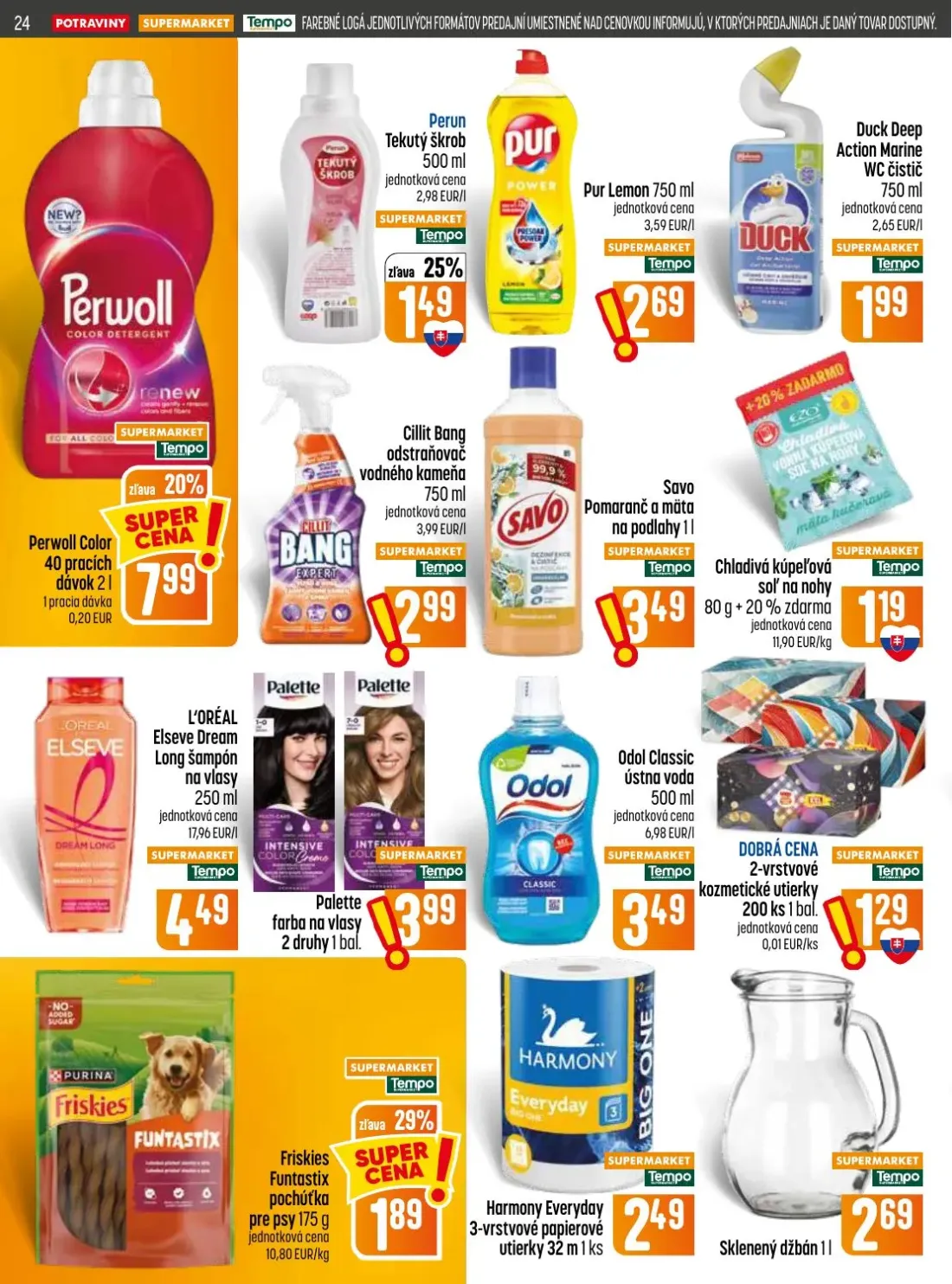 Coop Jednota leták, strana 24 z 28 — Perwoll Color, Perun Tekutý škrob, Pur Lemon