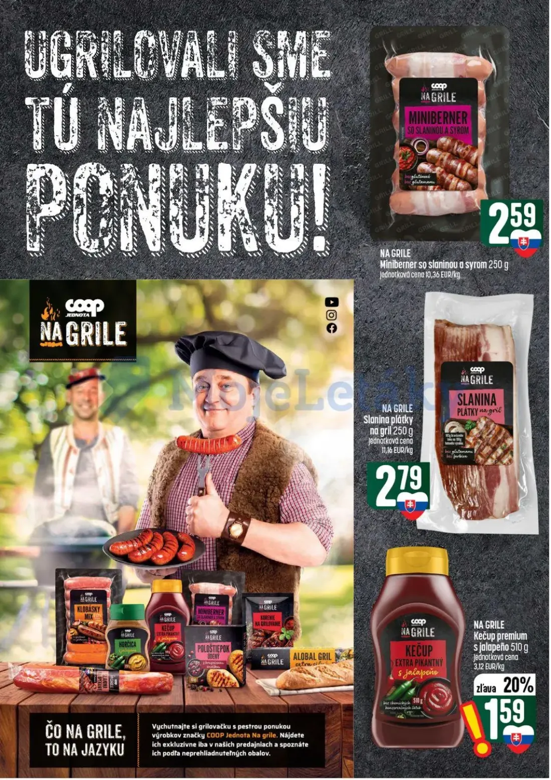 Coop Tempo leták, strana 12 z 56 — Miniberner so slaninou a syrom, Slanina plátky na gril, Kečup premium s jalapeño