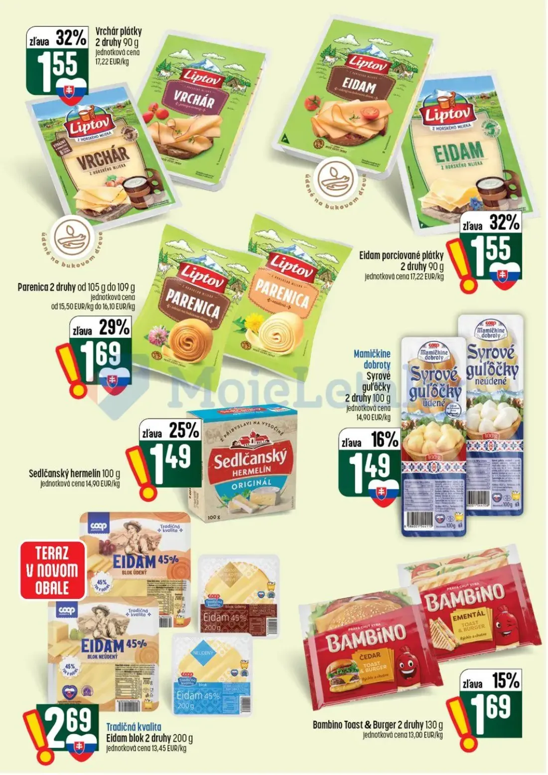 Coop Tempo leták, strana 15 z 56 — Vrchár plátky, Eidam porciované plátky, Parenica
