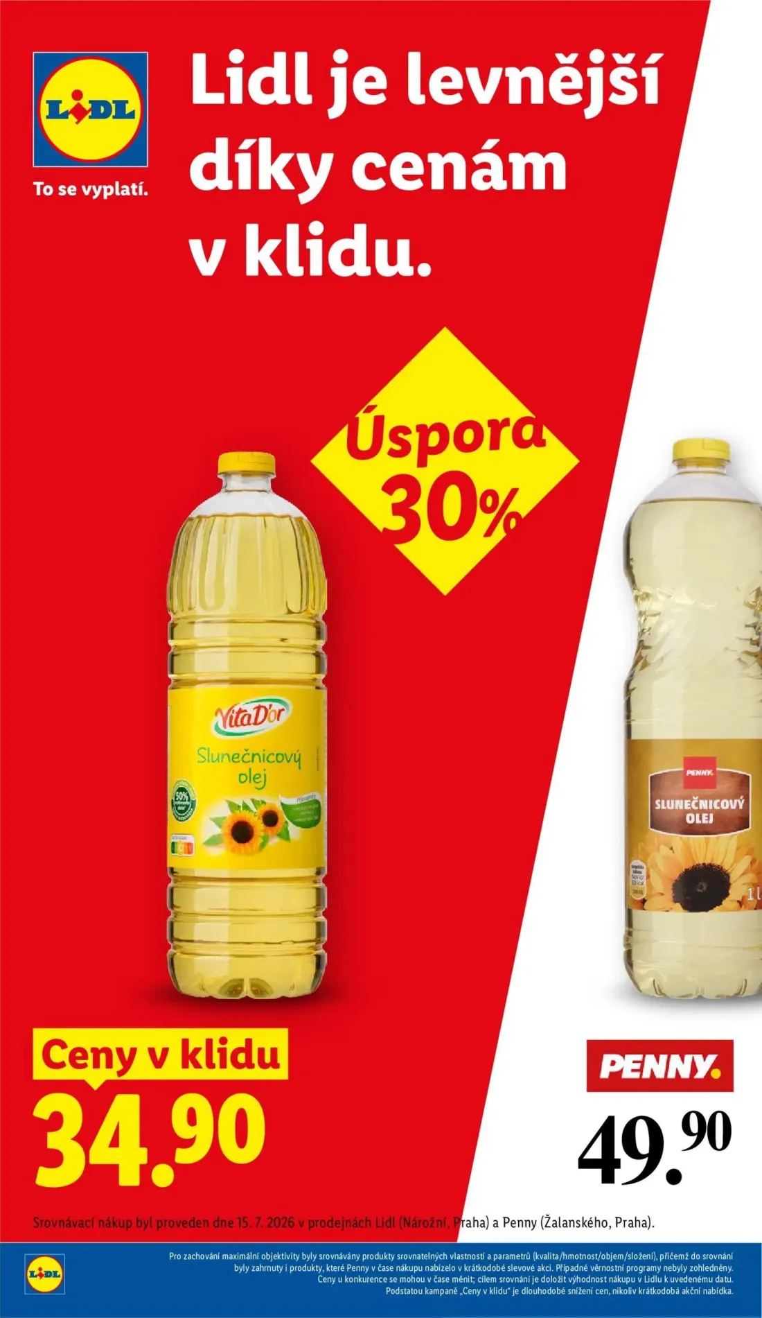 Lidl leták, strana 6 z 56 — Slunečnicový olej Vita D'or, Slunečnicový olej Penny