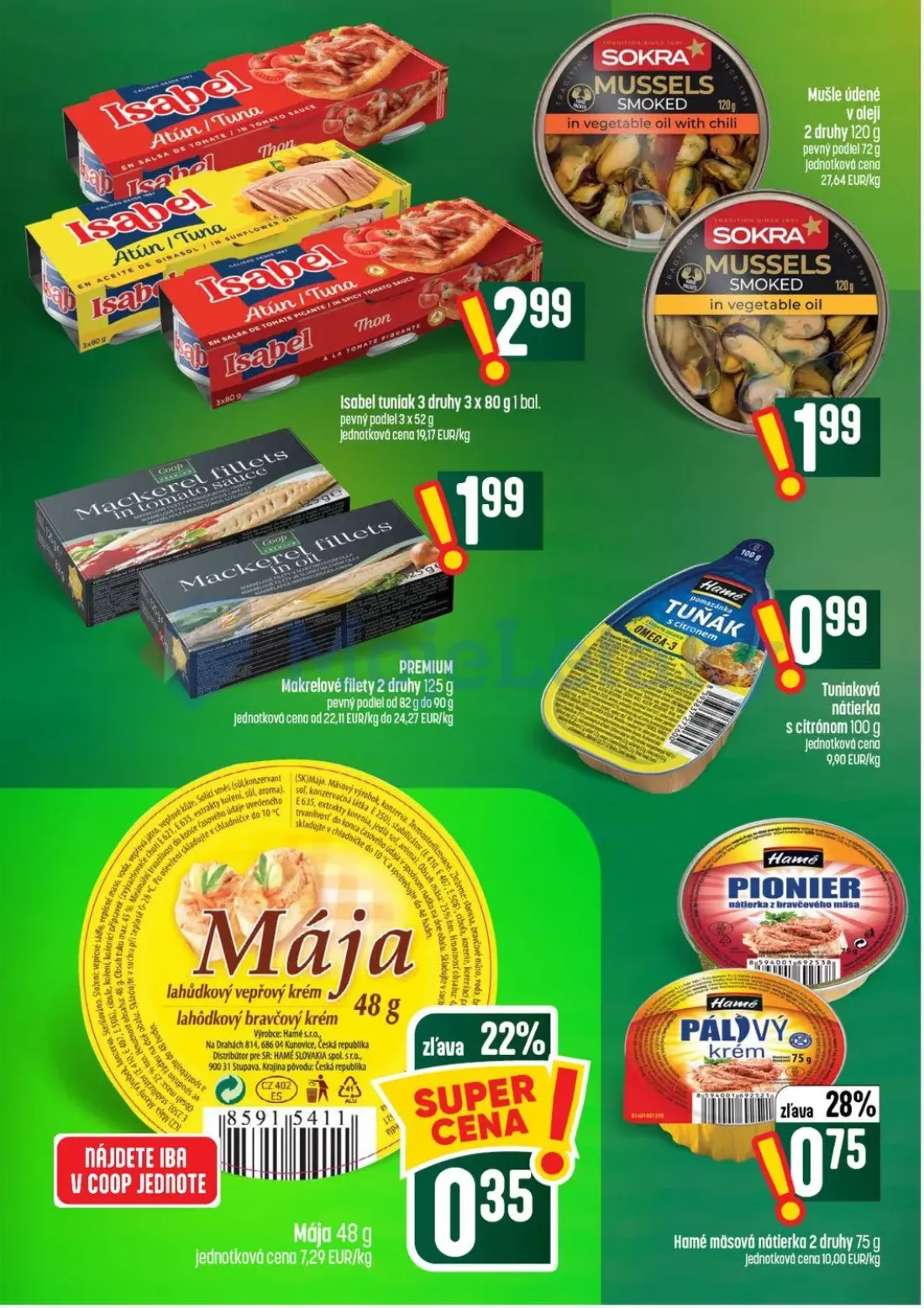 Coop Tempo leták, strana 30 z 56 — Isabel tuniak 3 druhy, Mušle údené v oleji, Makrelové filety