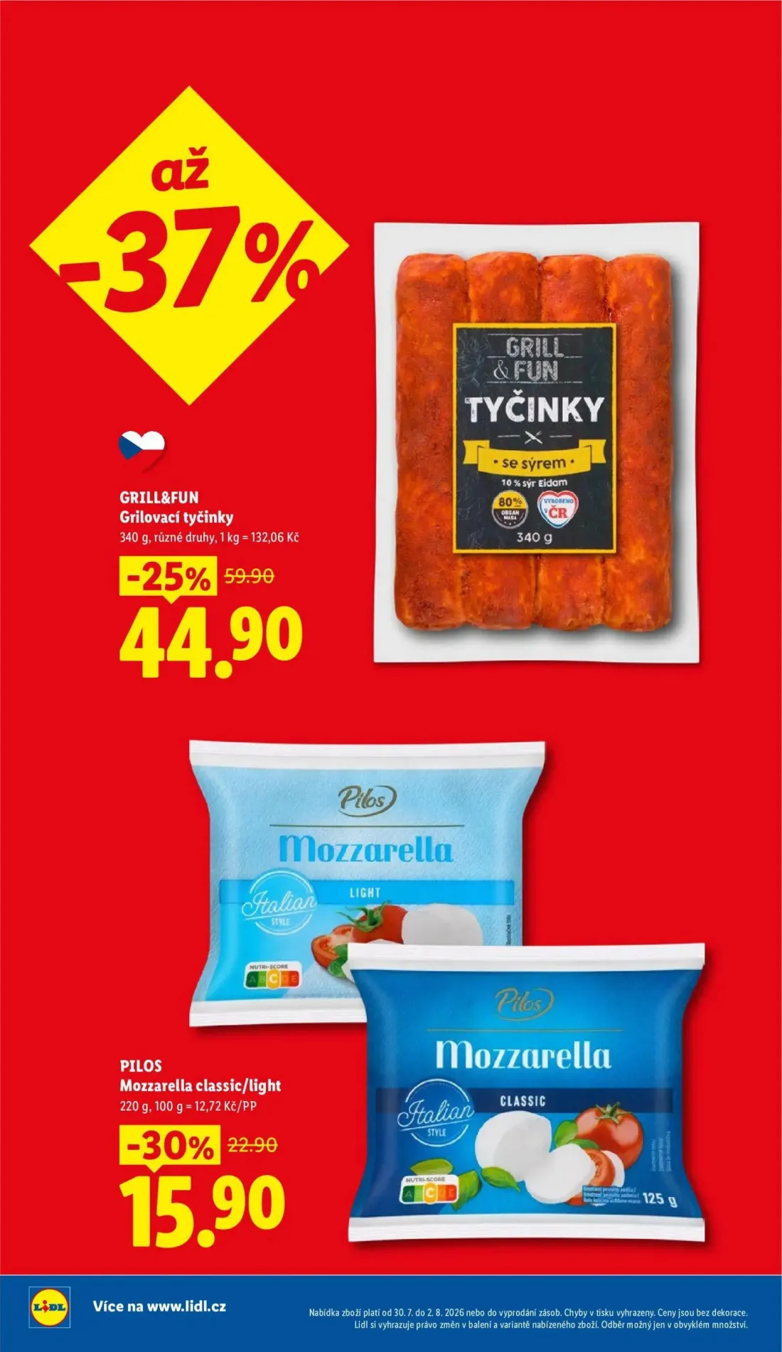 Lidl leták, strana 10 z 56 — Grilovací tyčinky, Mozzarella classic/light
