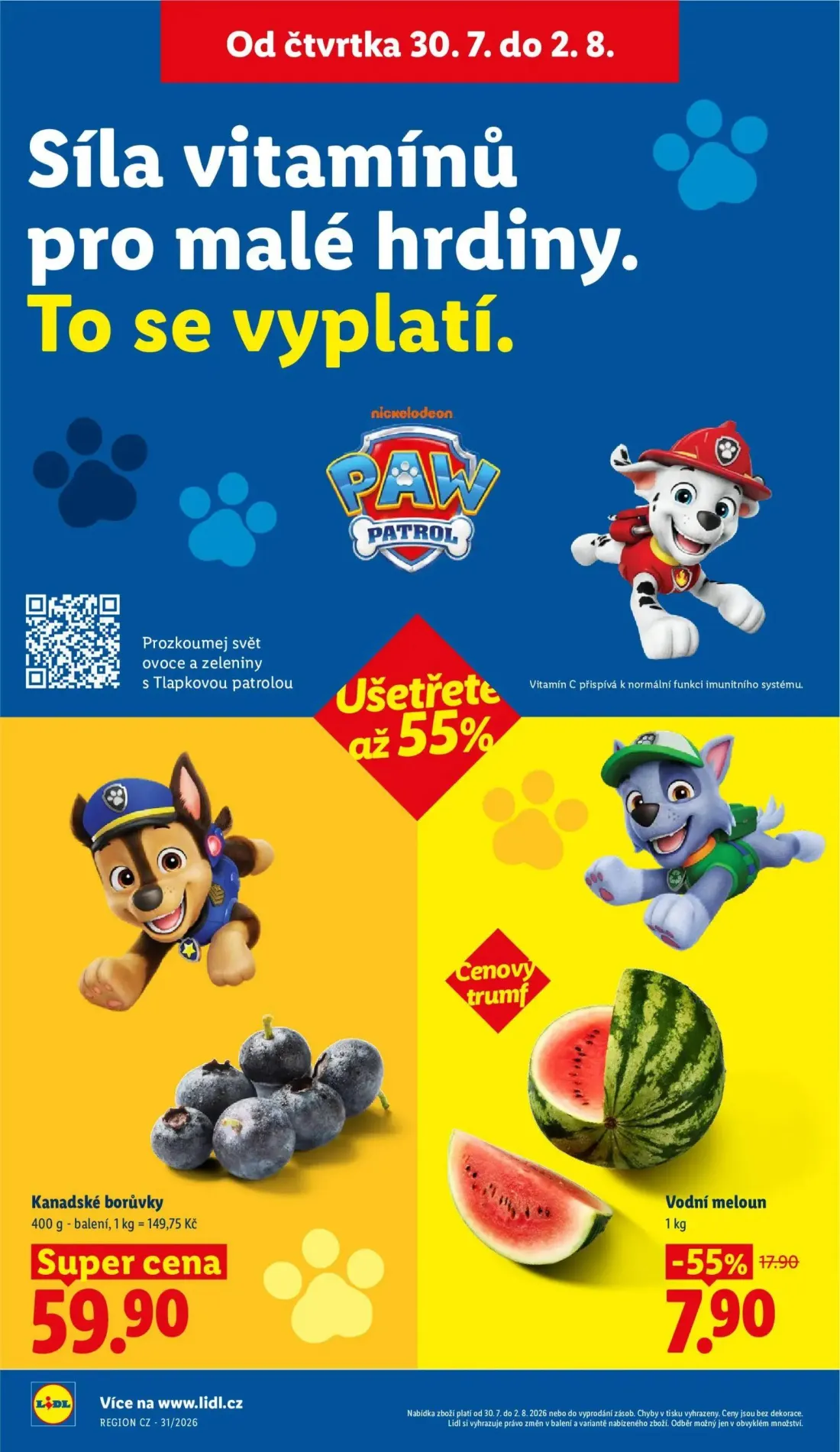 Lidl leták, strana 14 z 56 — Vodní meloun, Kanadské borůvky