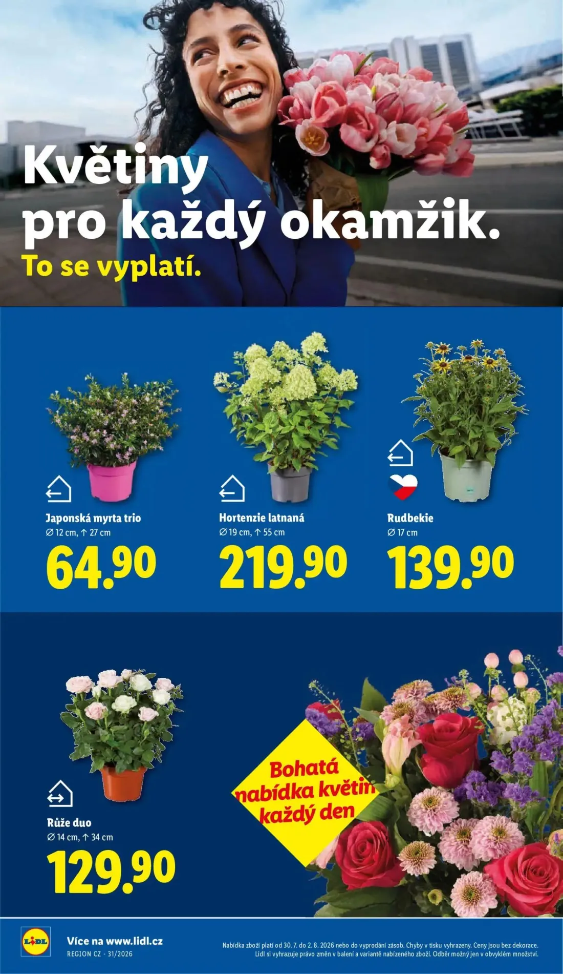 Lidl leták, strana 16 z 56 — Japonská myrta trio, Hortenzie latnaná, Rudbekie