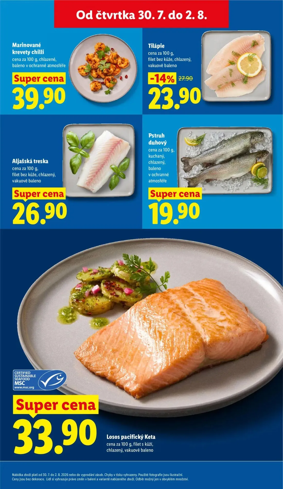 Lidl leták, strana 19 z 56 — Tilápie, Marinované krevety chilli, Aljašská treska