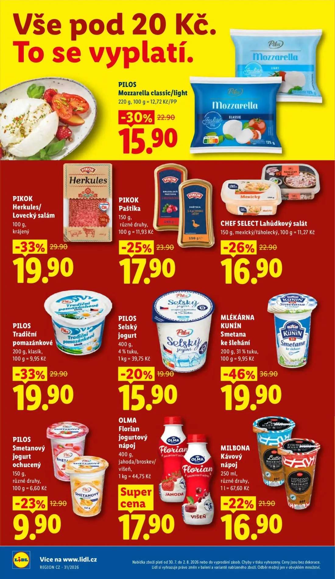 Lidl leták, strana 24 z 56 — Smetana ke šlehání, Herkules/Lovecký salám, Tradiční pomazánkové