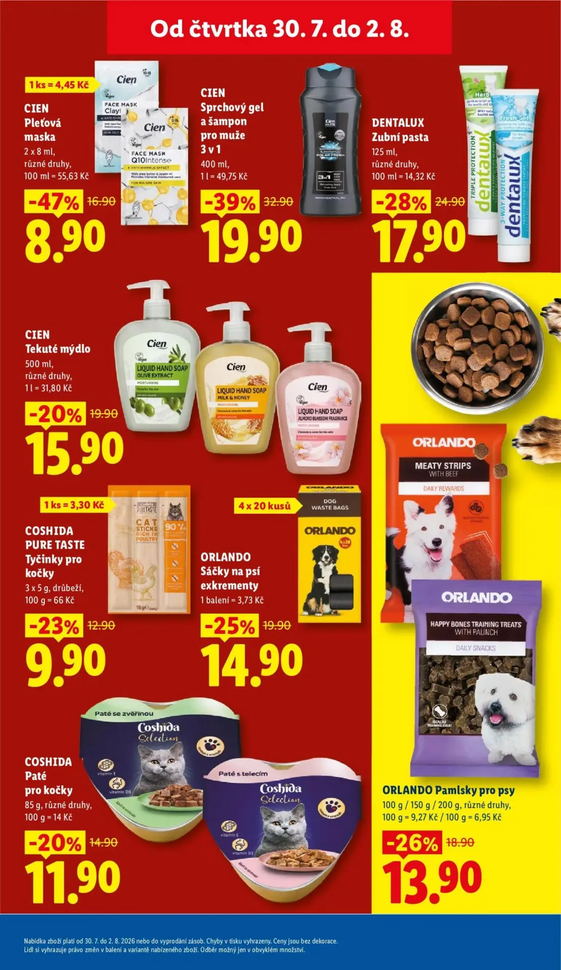 Lidl leták, strana 29 z 56 — CIEN Sprchový gel a šampon pro muže 3v1, CIEN Pleťová maska, DENTALUX Zubní pasta
