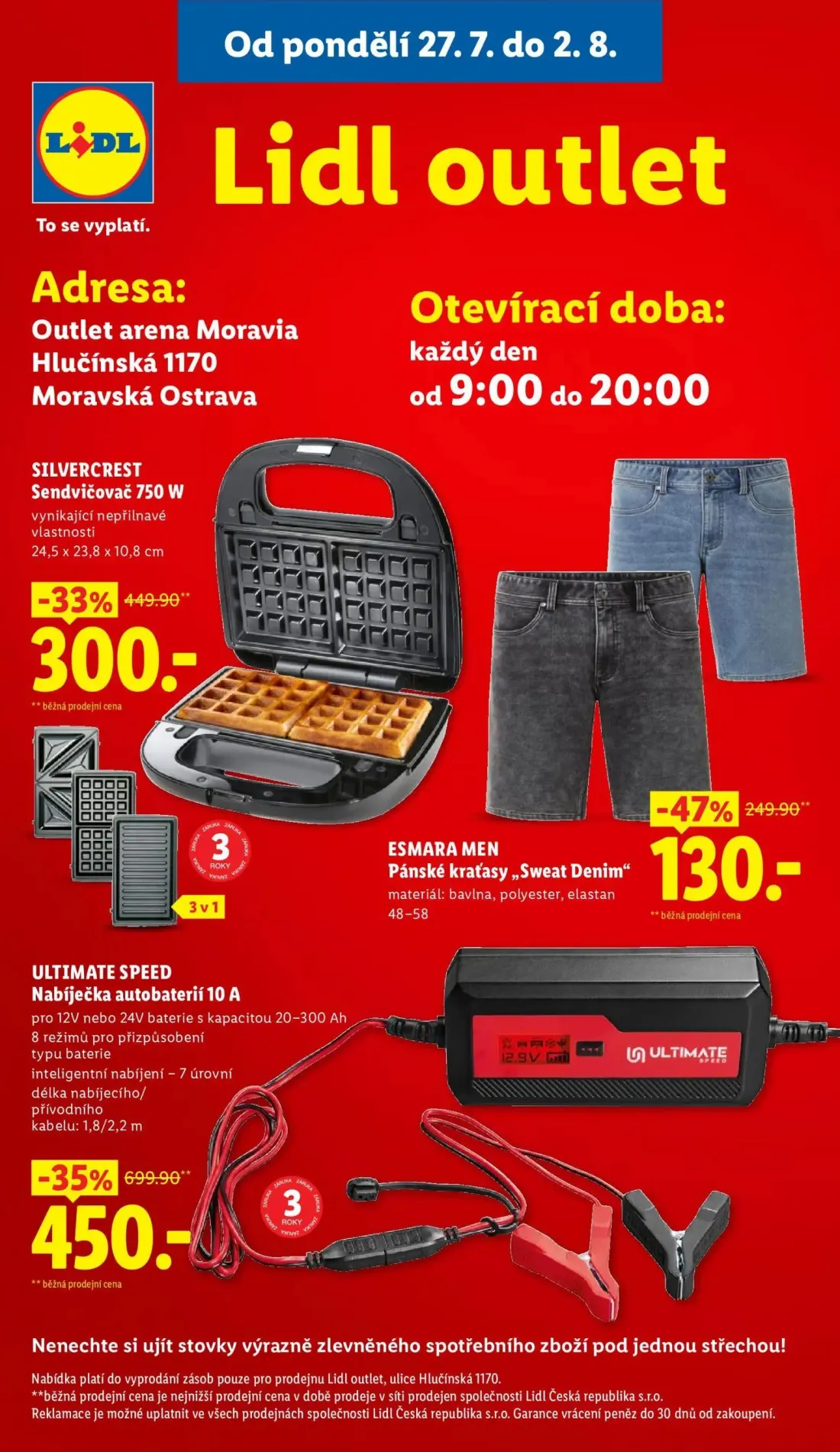 Lidl leták, strana 36 z 56 — Nabíječka autobaterií 10 A, Sendvičovač 750 W, Pánské kraťasy „Sweat Denim“