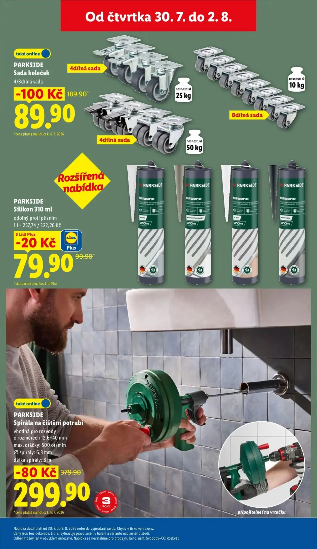 Lidl leták, strana 39 z 56 — PARKSIDE Sada koleček, PARKSIDE Spirála na čištění potrubí, PARKSIDE Silikon