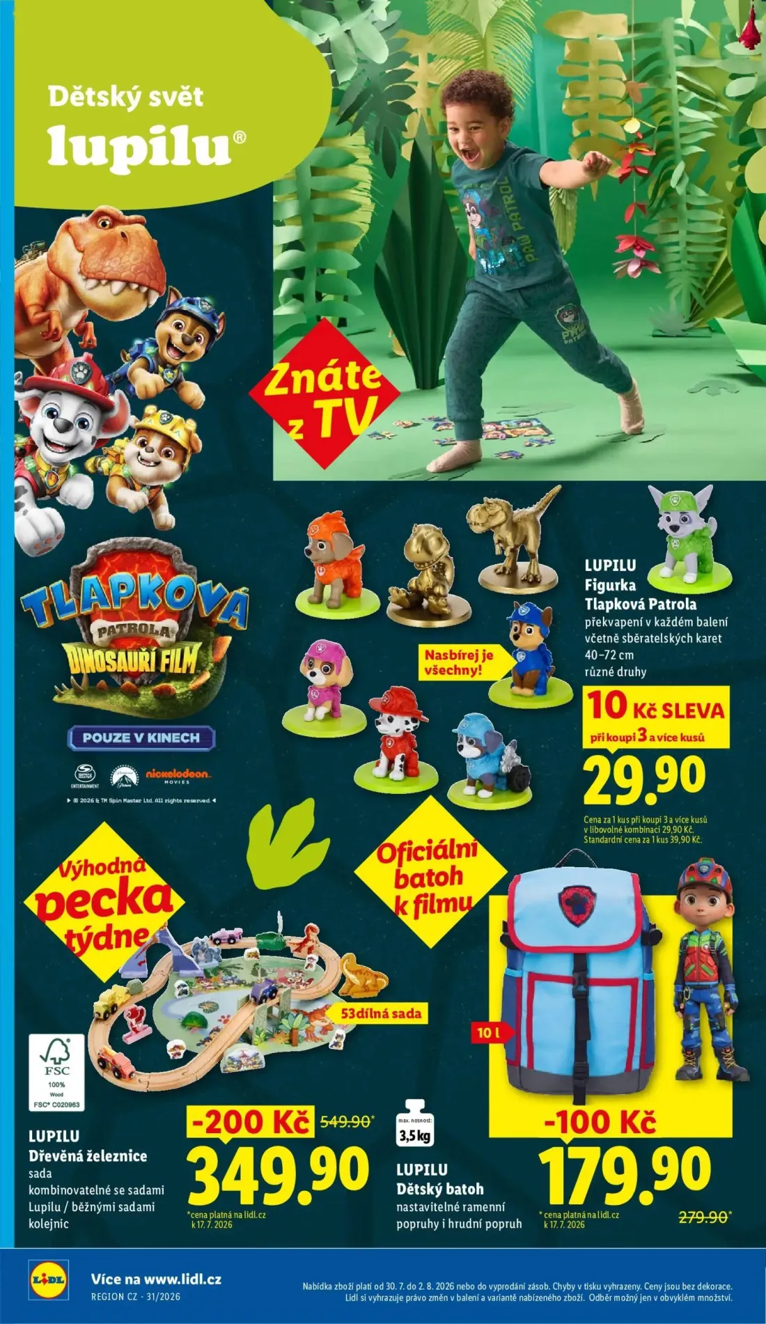 Lidl leták, strana 42 z 56 — LUPILU Dřevěná železnice sada, LUPILU Dětský batoh, LUPILU Figurka Tlapková Patrola