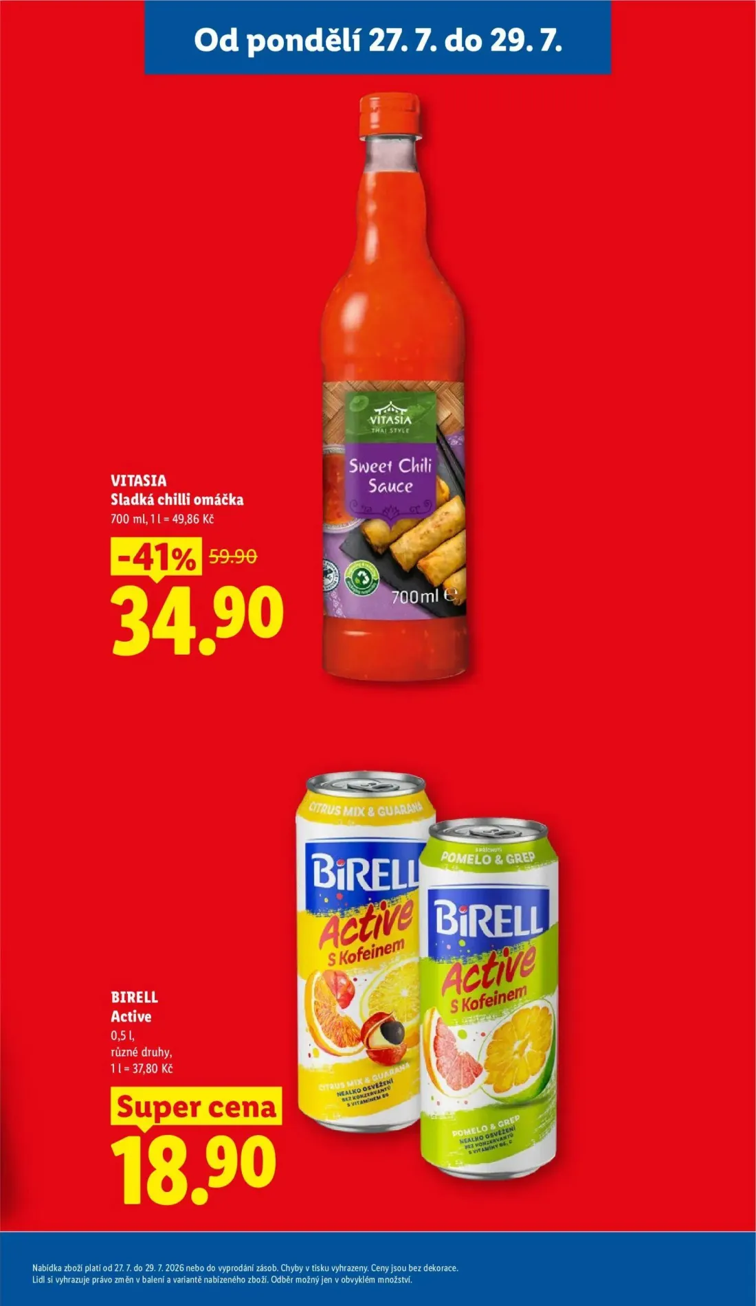 Lidl leták, strana 11 z 52 — VITASIA Sladká chilli omáčka, BIRELL Active