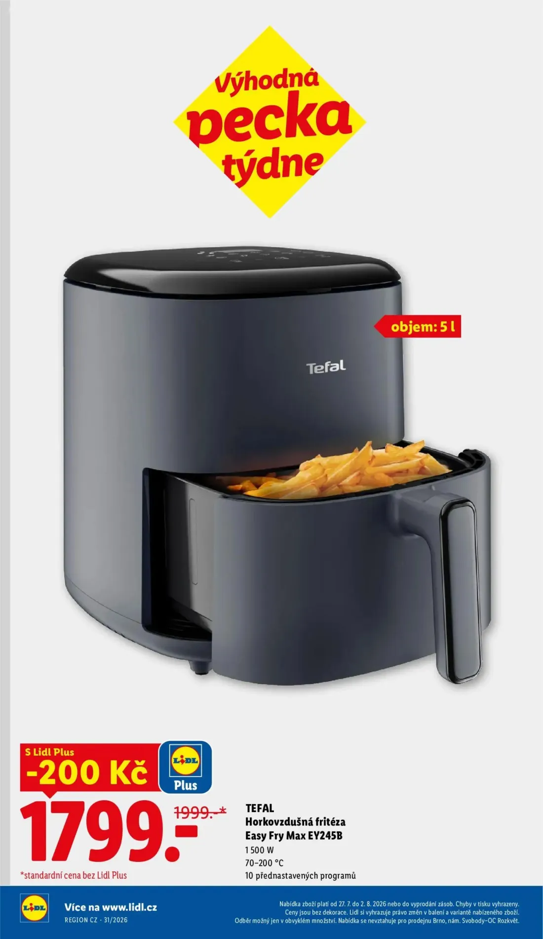Lidl leták, strana 12 z 52 — TEFAL Horkovzdušná fritéza Easy Fry Max EY245B