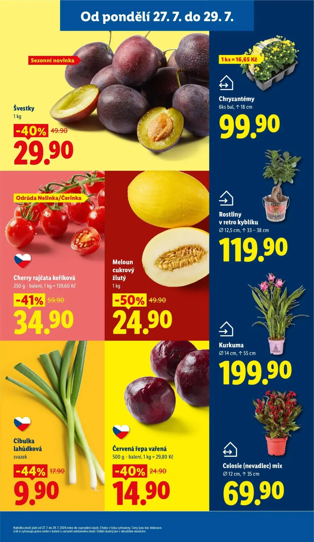 Lidl leták, strana 15 z 52 — Cherry rajčata keříková, Meloun cukrový žlutý, Švestky