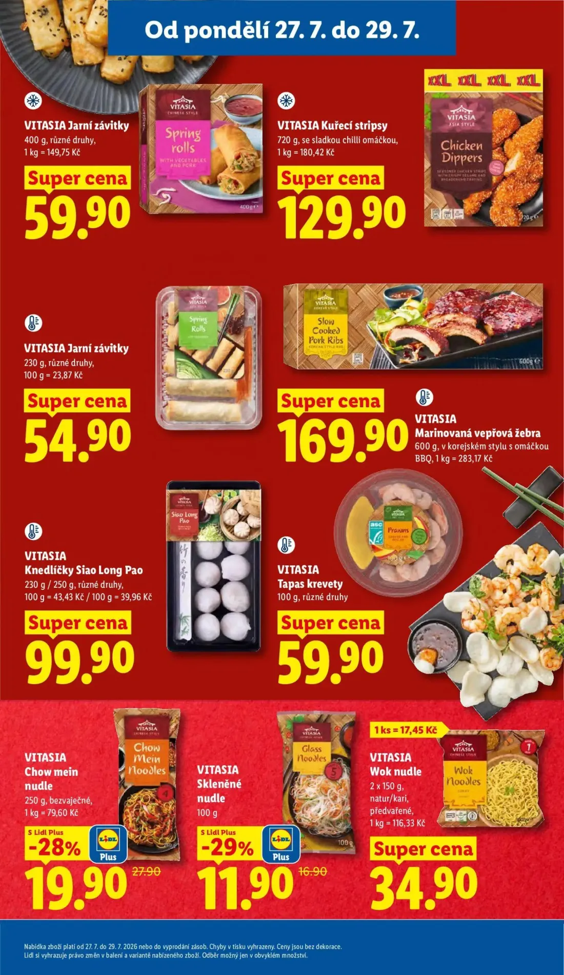 Lidl leták, strana 19 z 52 — Chow mein nudle, Skleněné nudle, Jarní závitky