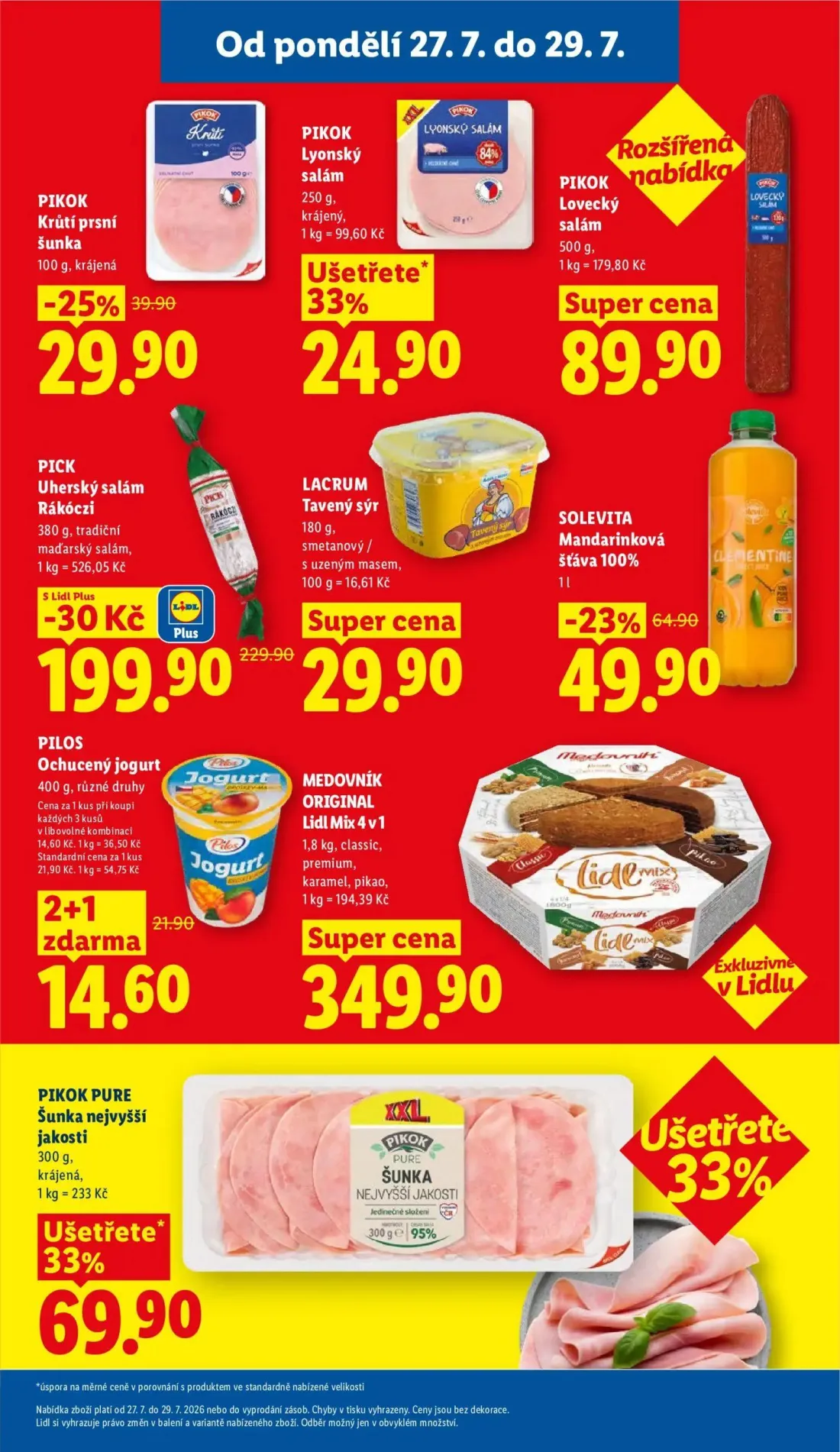 Lidl leták, strana 25 z 52 — PICK Uherský salám Rákóczi, SOLEVITA Mandarinková šťáva 100%, PIKOK Krůtí prsní šunka
