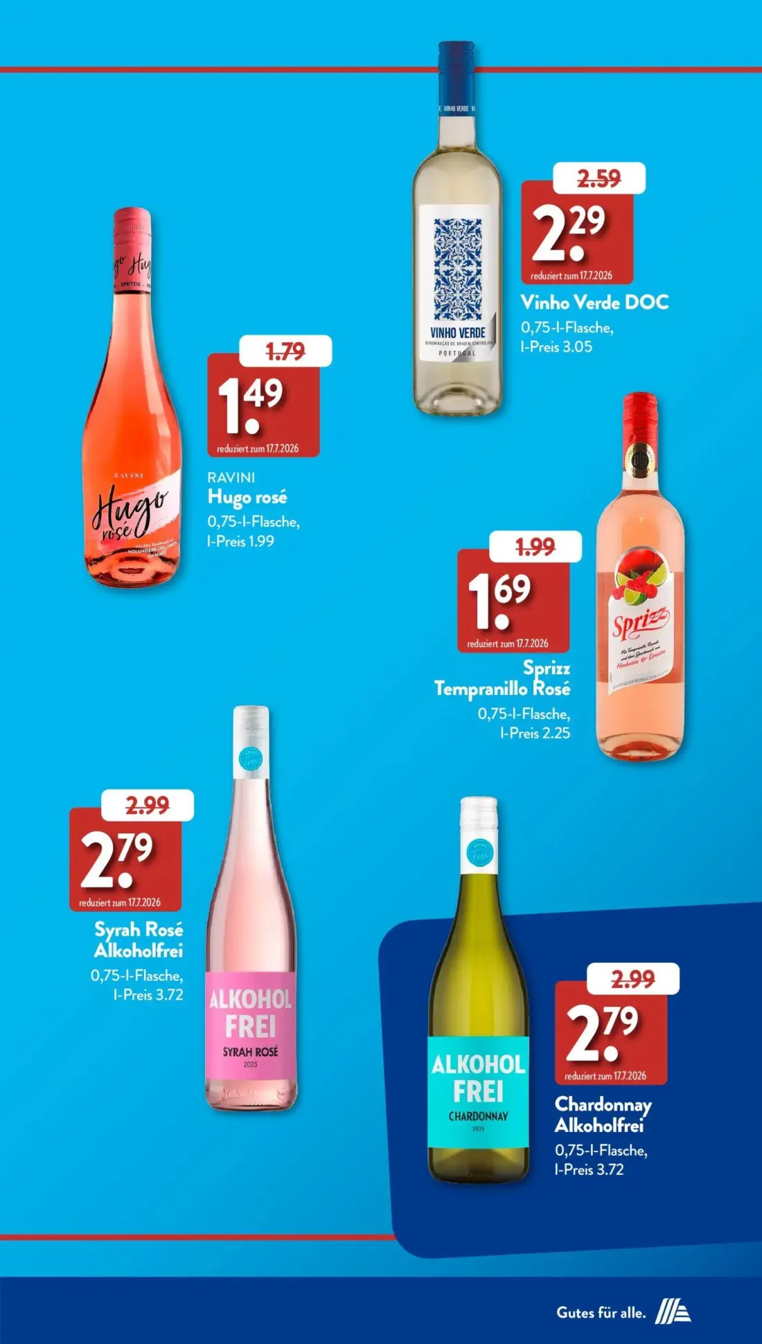 Aldi Süd Prospekt, Seite 5 von 50 — Hugo rosé, Vinho Verde DOC, Sprizz Tempranillo Rosé