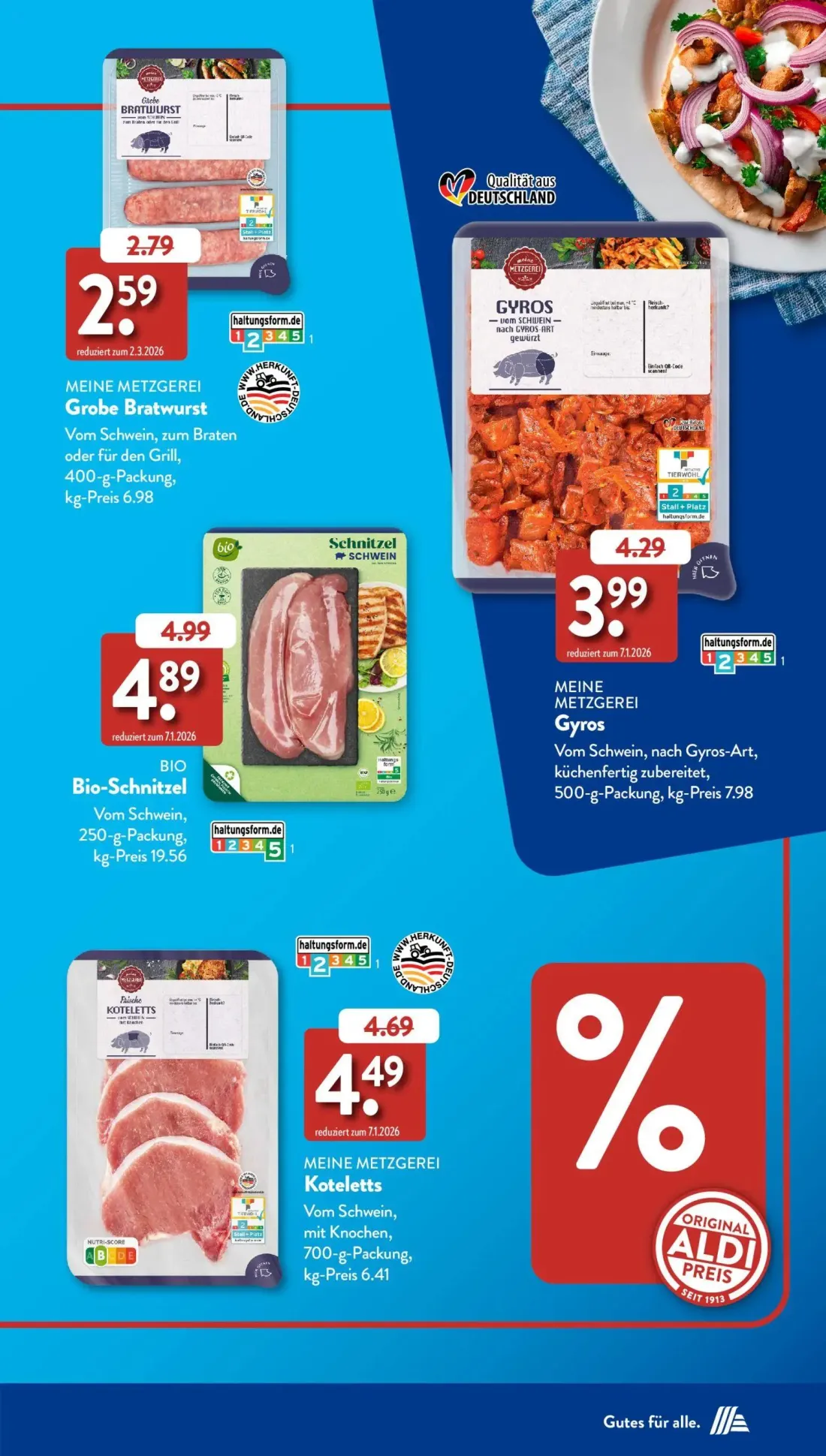 Aldi Süd Prospekt, Seite 35 von 50 — Gyros, Grobe Bratwurst, Koteletts