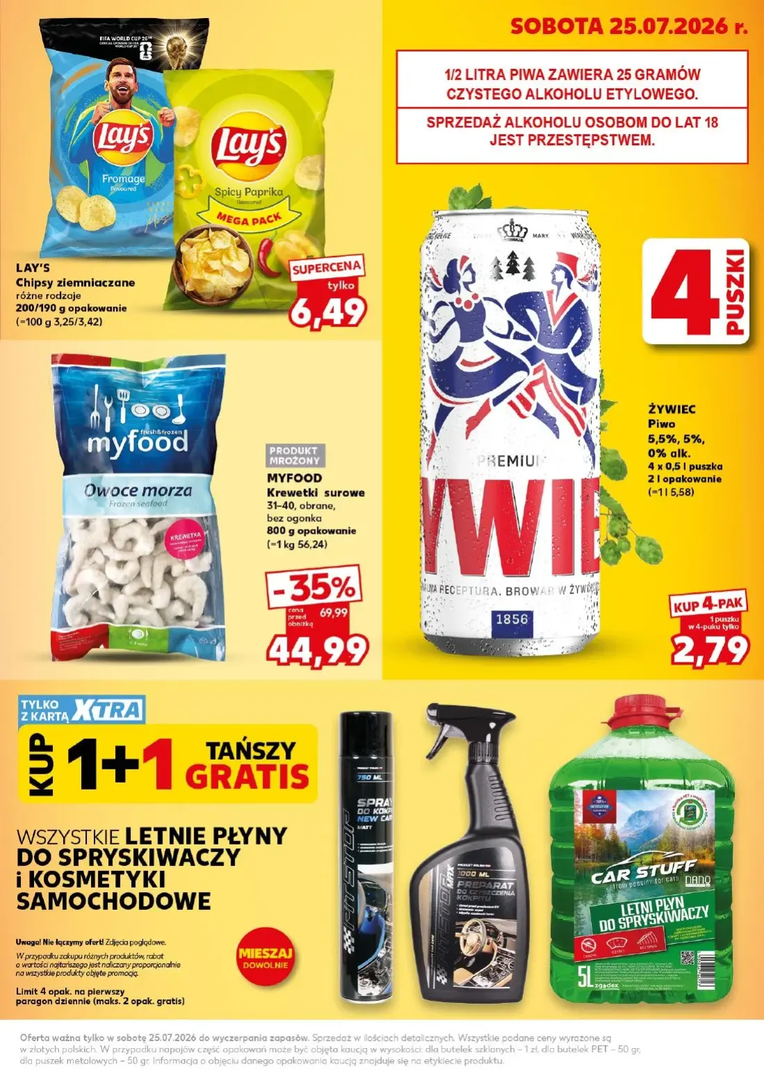 Kaufland gazetka, strona 3 z 24 — MYFOOD Krewetki surowe, LAY'S Chipsy ziemniaczane, ŻYWIEC Piwo