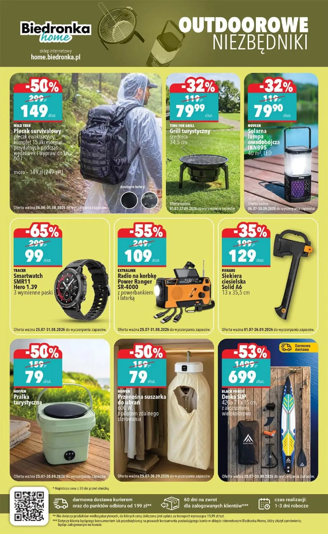 Biedronka gazetka, strona 28 z 33 — BLACK FOREST Deska SUP, TRACER Smartwatch SMR11, WILD TREK Plecak survivalowy