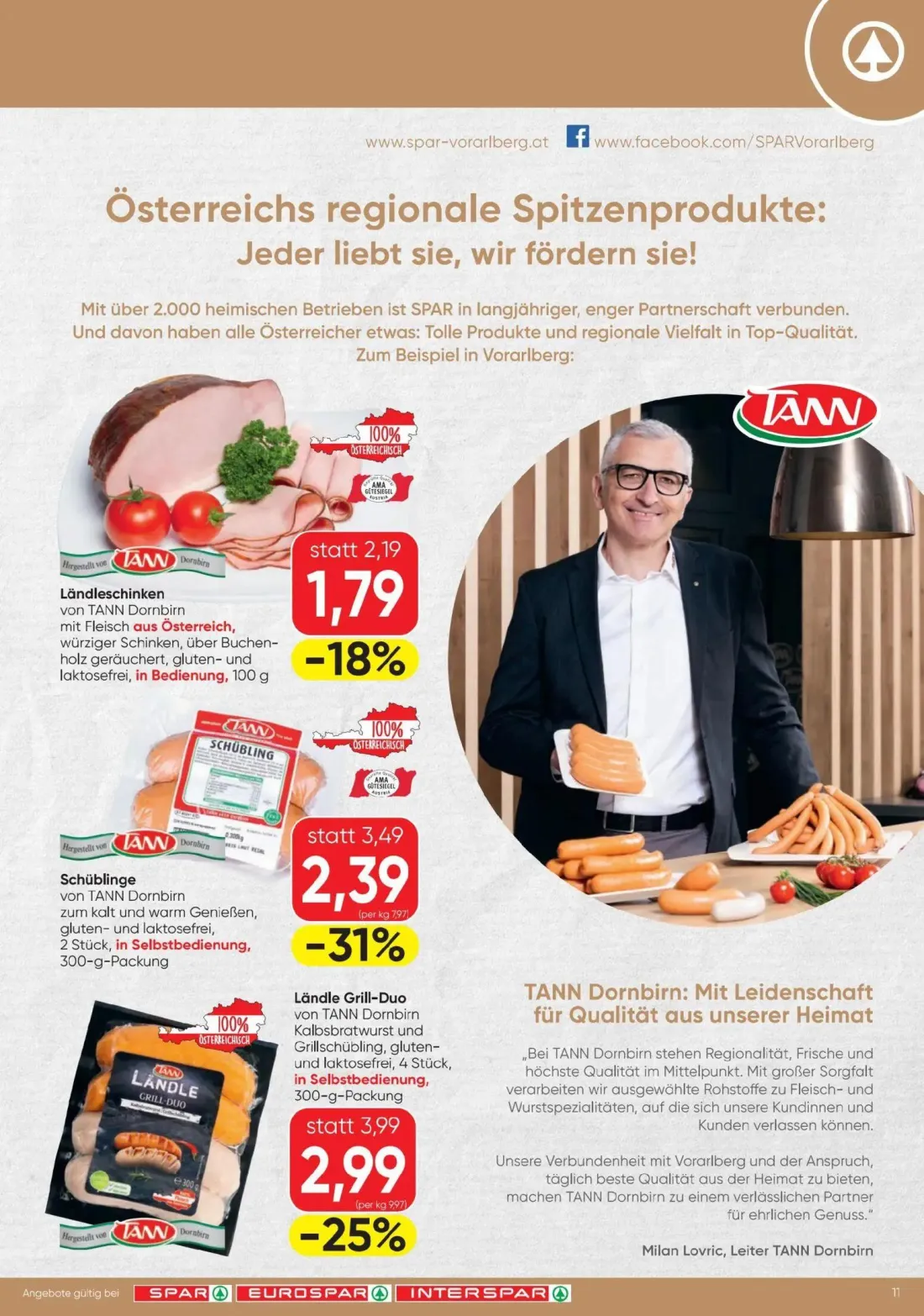 Spar Prospekt, Seite 11 von 20 — Schüblinge, Ländle Grill-Duo, Ländleschinken