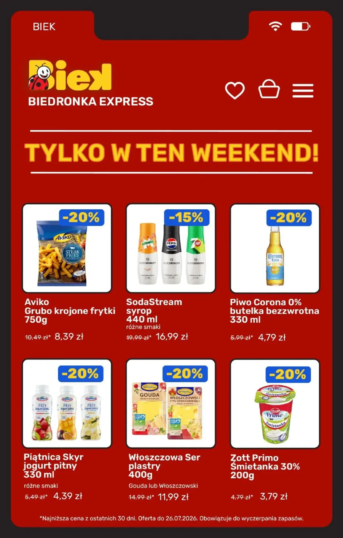 Biedronka gazetka, strona 8 z 23 — Włoszczowa Ser plastry Gouda lub Włoszczowski, Aviko Grubo krojone frytki