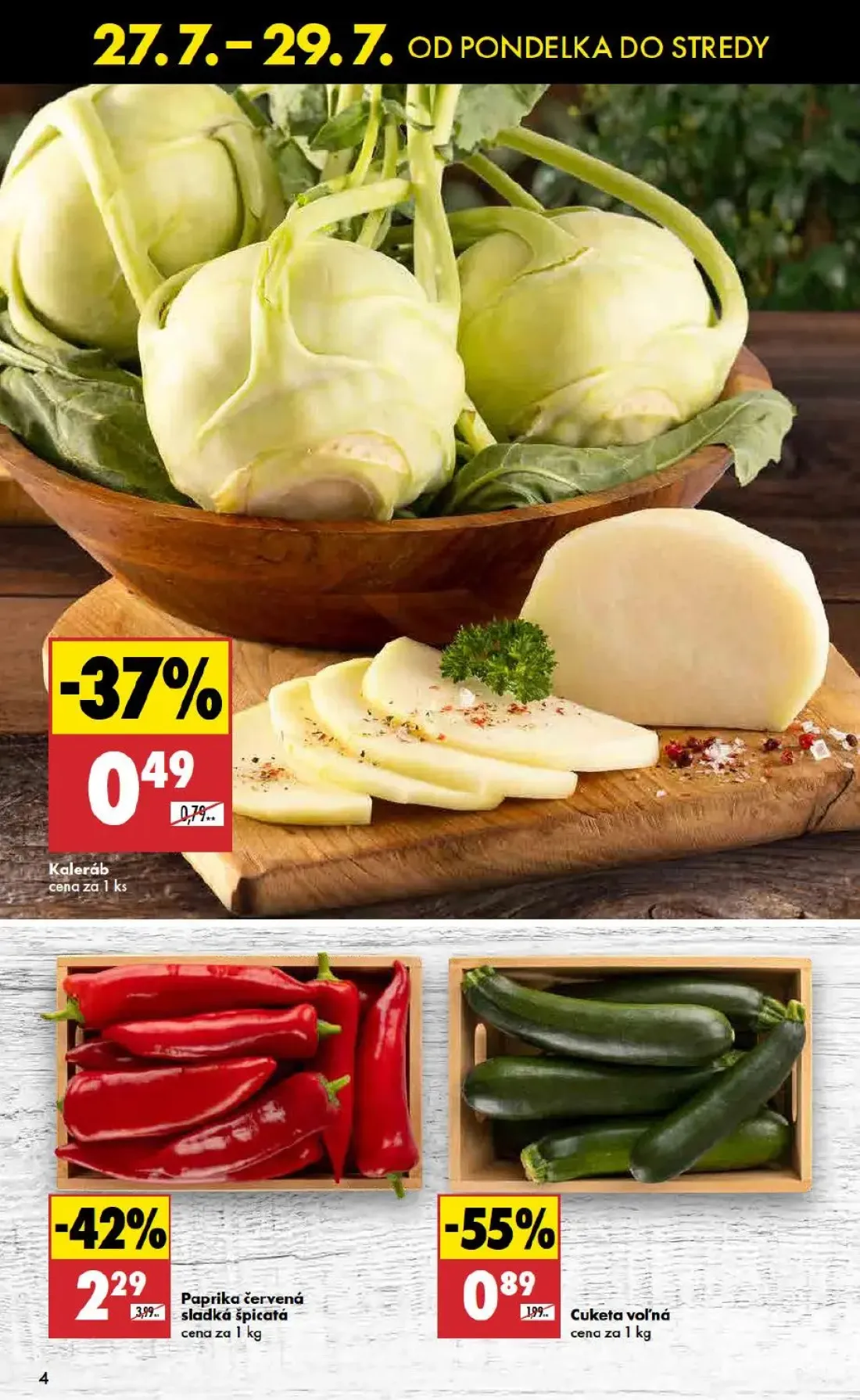 Biedronka leták, strana 4 z 10 — Paprika červená sladká špicatá, Cuketa voľná, Kaleráb