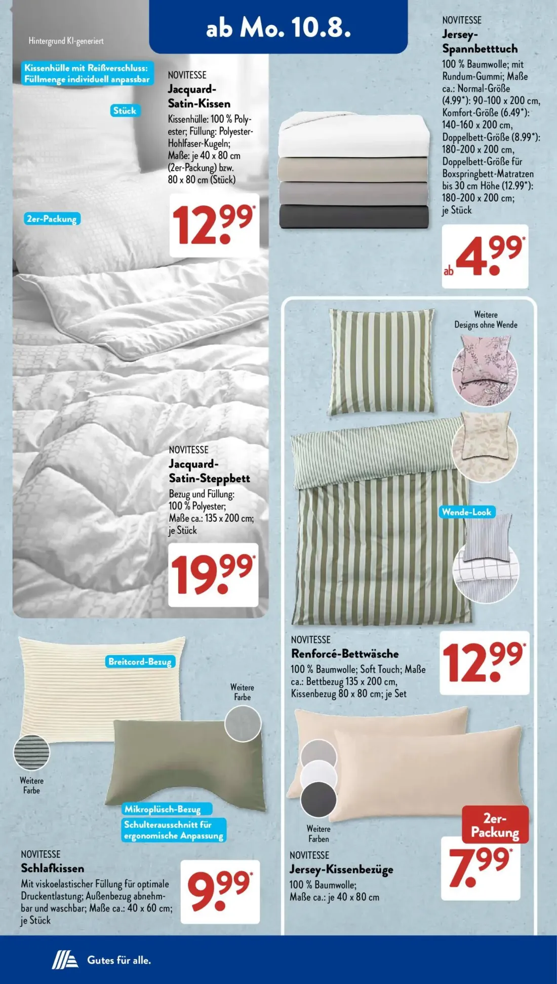 Aldi Süd Prospekt, Seite 2 von 23 — NOVITESSE Jacquard-Satin-Kissen, NOVITESSE Jersey-Spannbetttuch, NOVITESSE Jacquard-Sati…