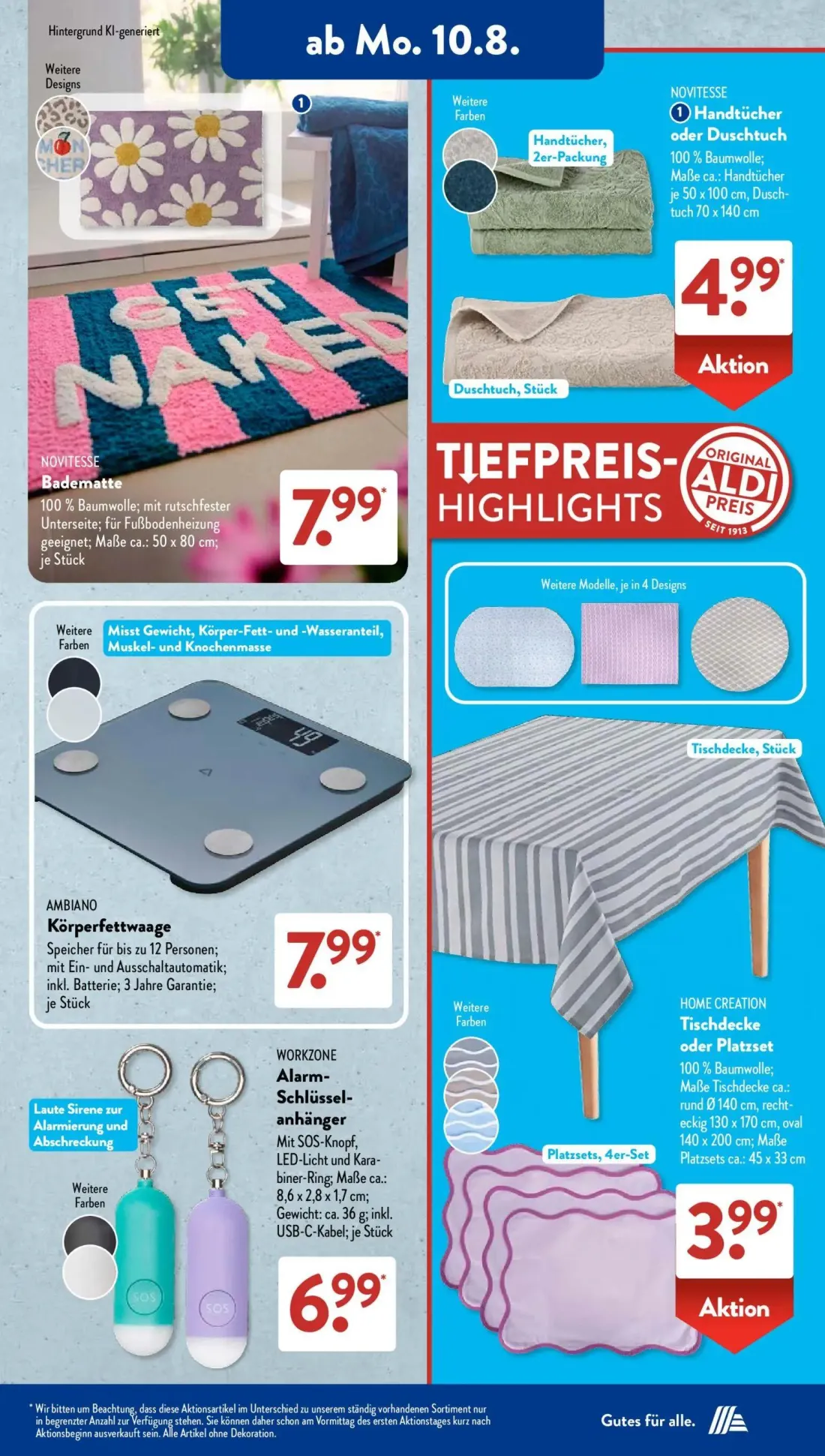 Aldi Süd Prospekt, Seite 3 von 23 — Badematte, Handtücher, Duschtuch