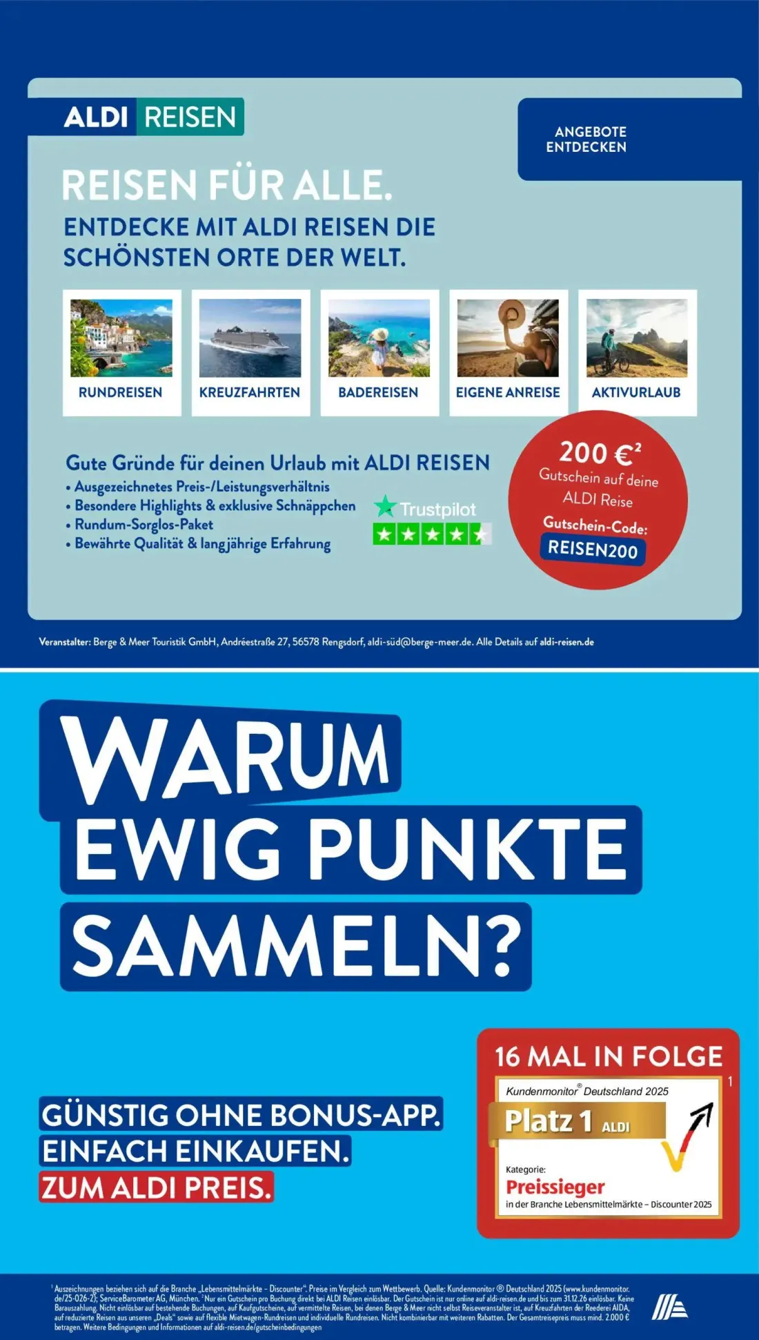 Aldi Süd Prospekt, Seite 5 von 23 — 200 € Gutschein auf deine ALDI Reise