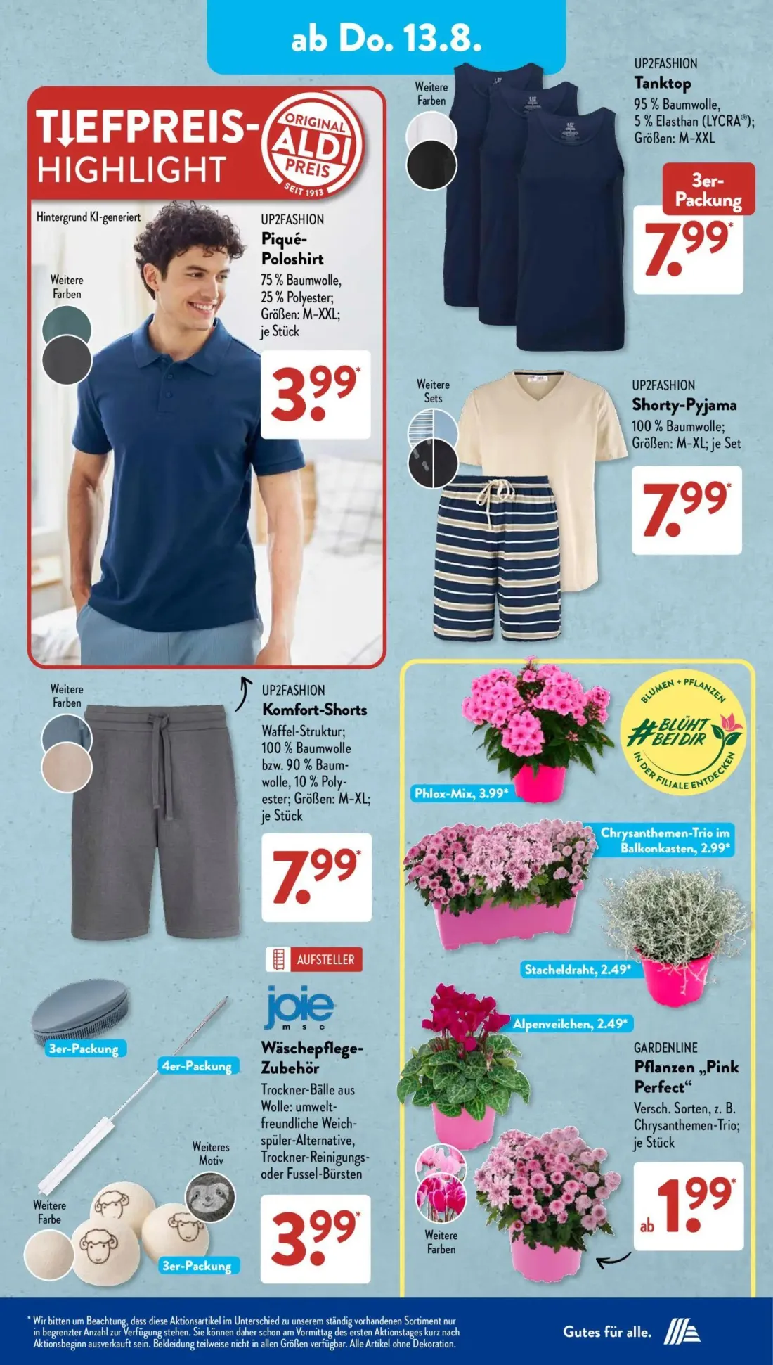 Aldi Süd Prospekt, Seite 9 von 23 — Piqué-Poloshirt, Tanktop, Shorty-Pyjama