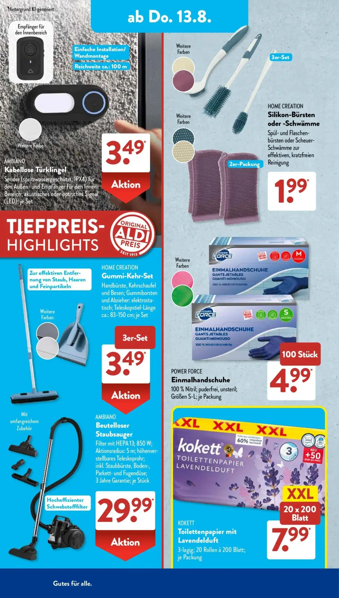 Aldi Süd Prospekt, Seite 10 von 23 — Kabellose Türklingel, Silikon-Bürsten oder -Schwämme, Gummi-Kehr-Set