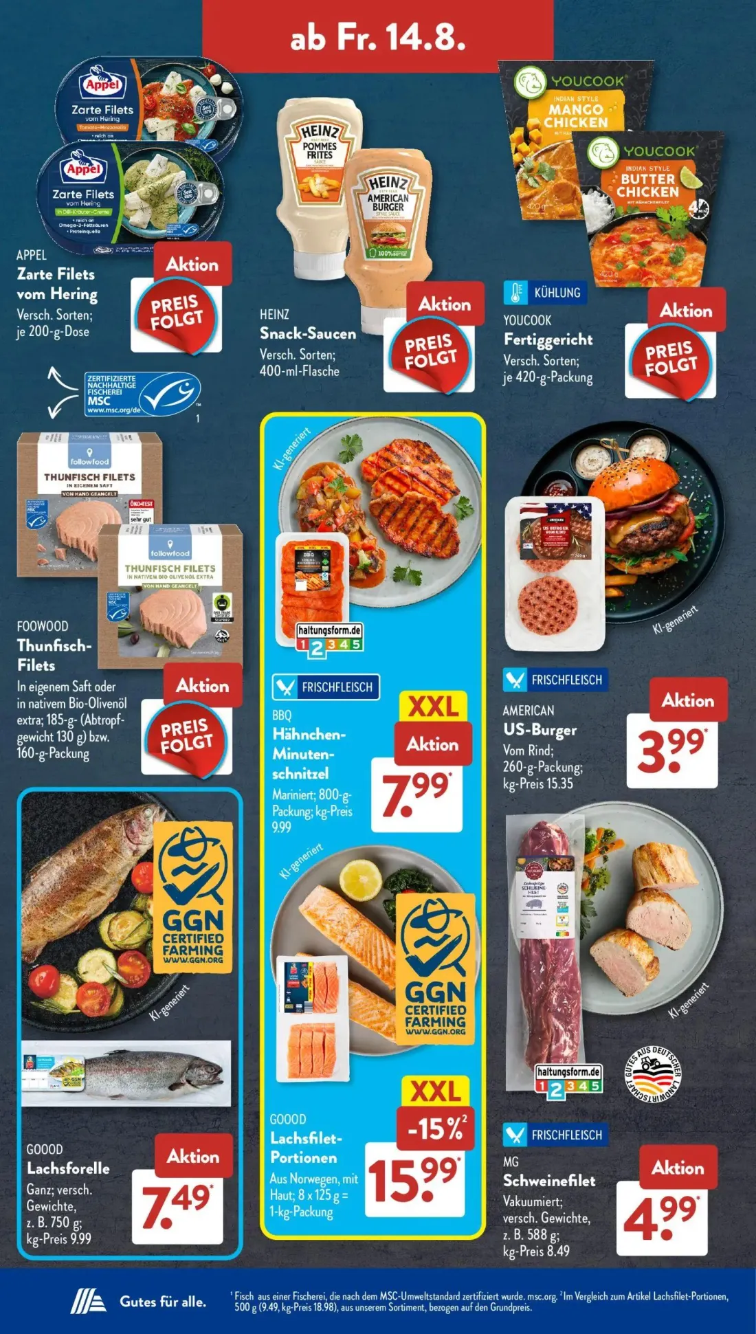 Aldi Süd Prospekt, Seite 12 von 23 — AMERICAN US-Burger, MG Schweinefilet, GOOOD Lachsforelle