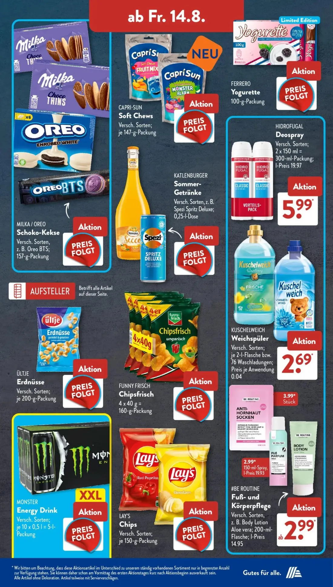 Aldi Süd Prospekt, Seite 13 von 23 — Hidrofugal Deospray, Kuschelweich Weichspüler, #Be Routine Fuß- und Körperpflege Anti-H…