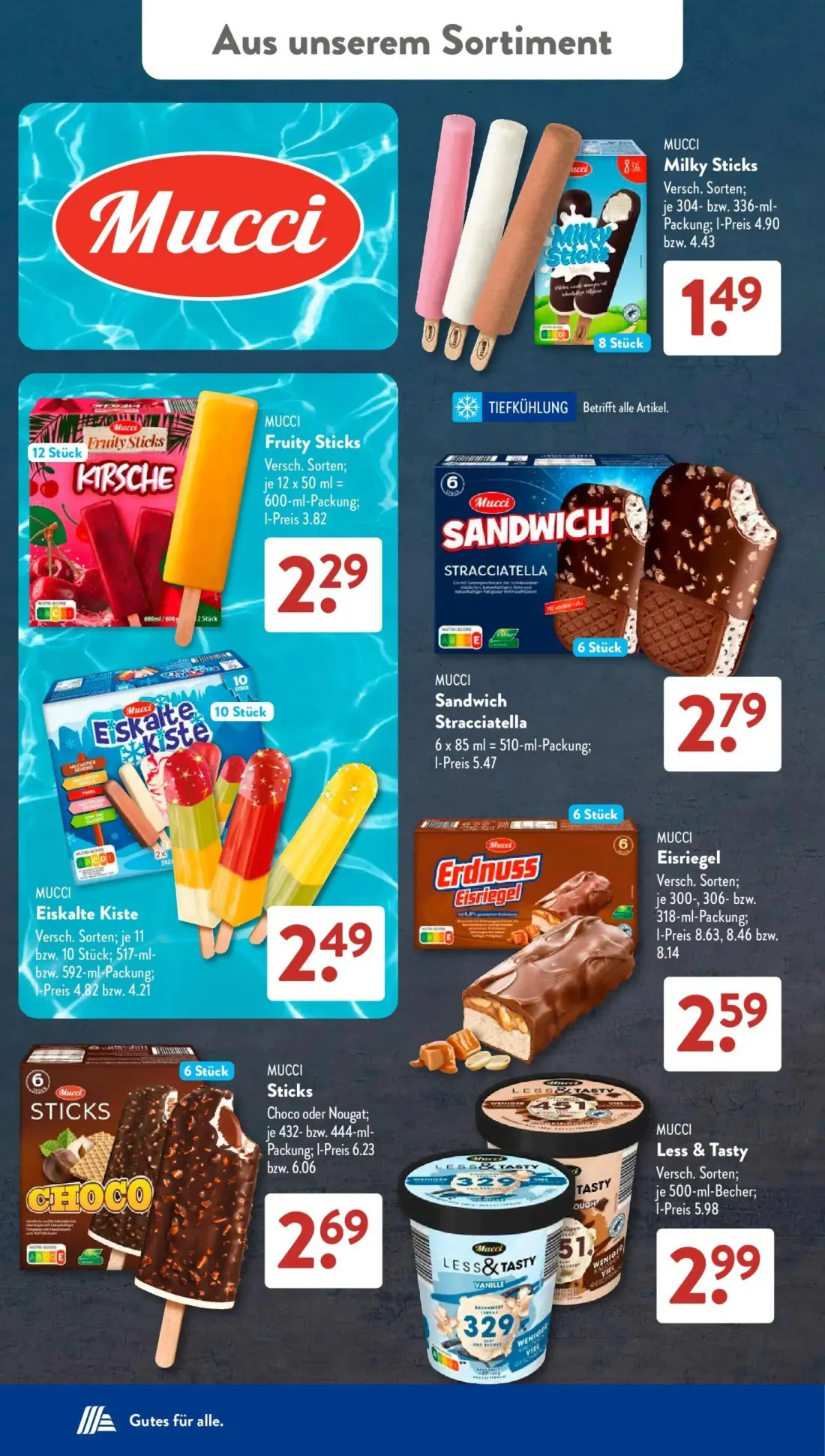 Aldi Süd Prospekt, Seite 16 von 23 — Milky Sticks, Fruity Sticks, Sandwich Stracciatella