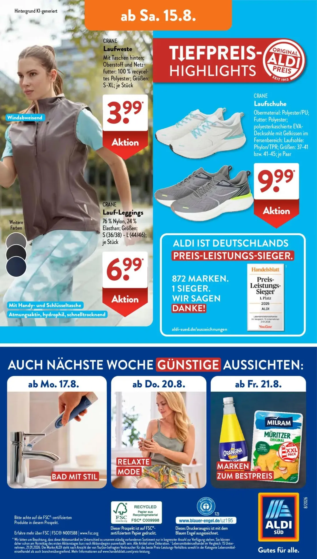 Aldi Süd Prospekt, Seite 18 von 23 — Laufweste, Laufschuhe, Lauf-Leggings