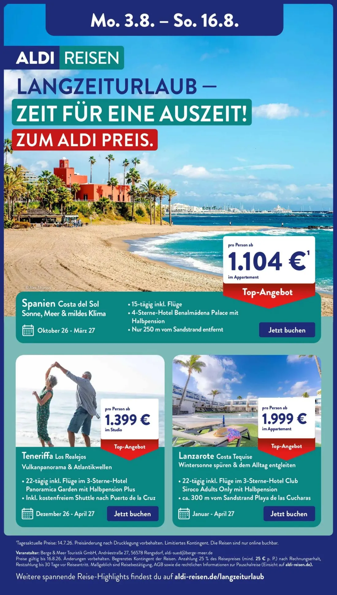 Aldi Süd Prospekt, Seite 22 von 23 — Spanien Costa del Sol, Teneriffa Los Realejos, Lanzarote Costa Tequise