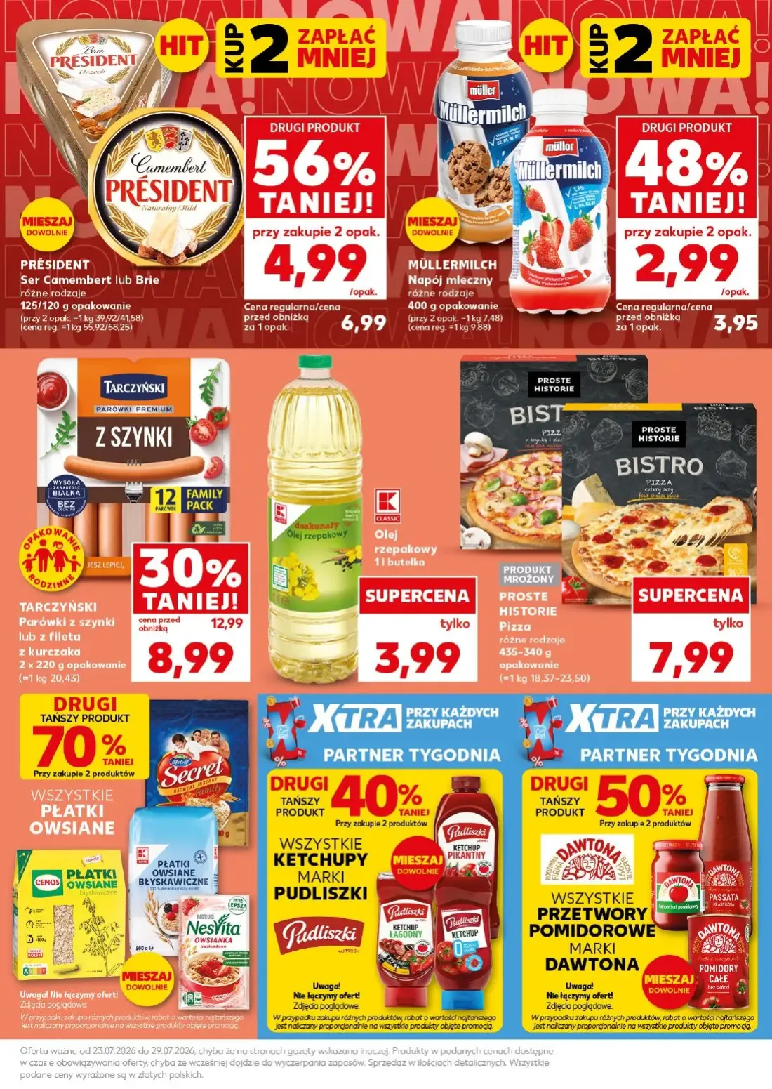 Kaufland gazetka, strona 9 z 28 — TARCZYŃSKI Parówki z szynki lub z fileta z kurczaka, PRESIDENT Ser Camembert lub Brie, MÜL…