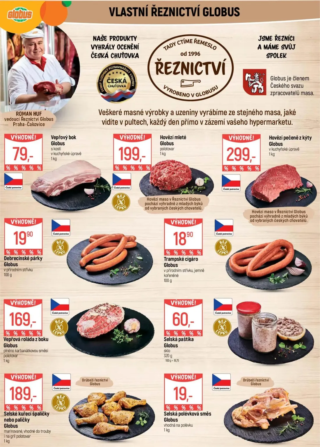 GLOBUS leták, strana 5 z 43 — Vepřový bok Globus, Hovězí mleté Globus, Hovězí pečeně z kýty Globus