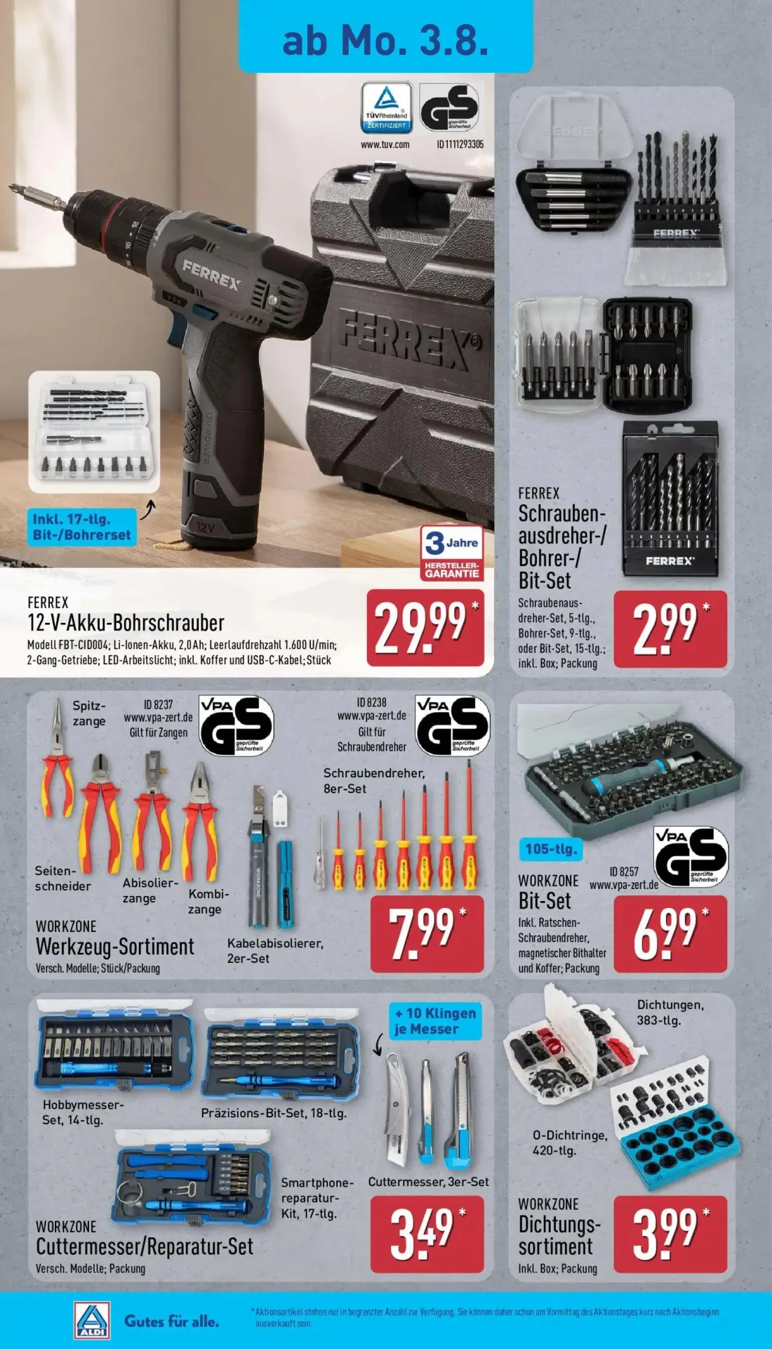 Aldi Nord Prospekt, Seite 14 von 40 — FERREX 12-V-Akku-Bohrschrauber, FERREX Schraubenausdreher-/ Bohrer-/ Bit-Set, WORKZONE…
