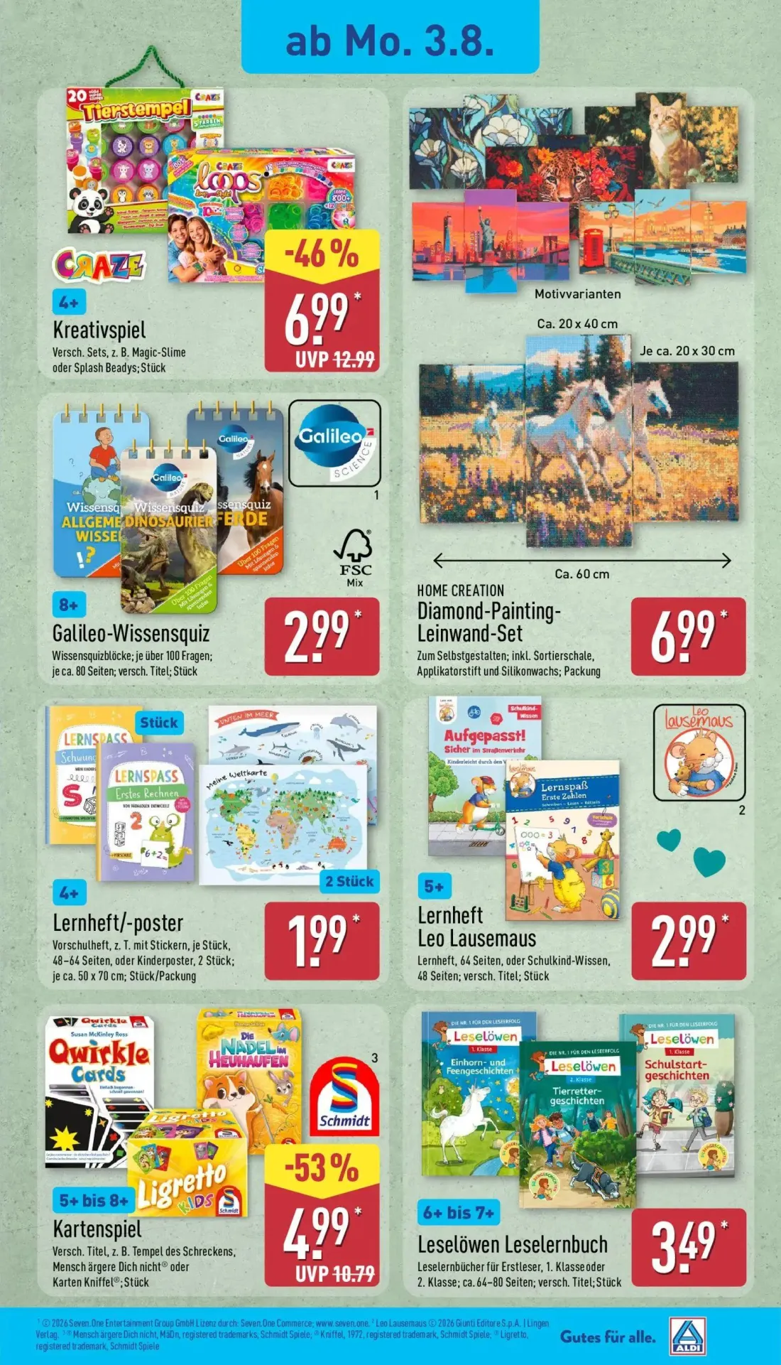 Aldi Nord Prospekt, Seite 17 von 40 — Kreativspiel, Kartenspiel, HOME CREATION Diamond-Painting-Leinwand-Set
