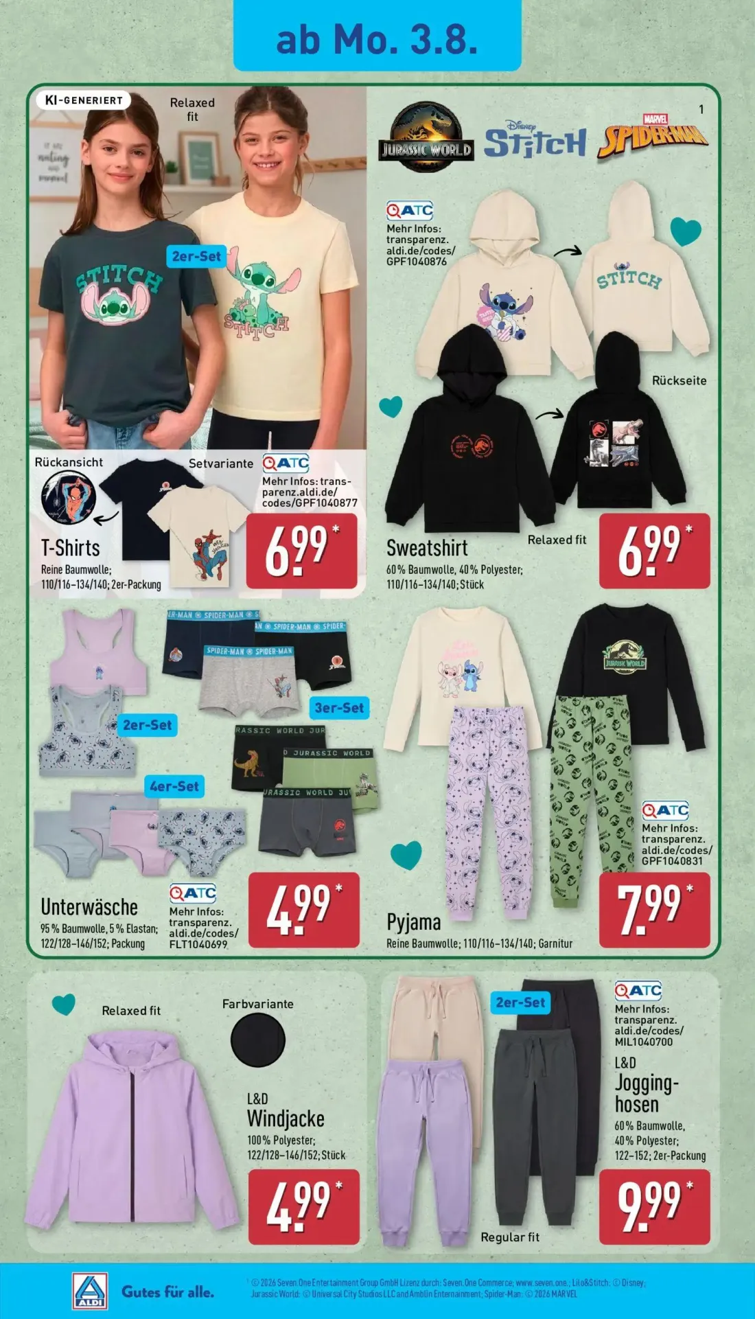 Aldi Nord Prospekt, Seite 18 von 40 — T-Shirts, Sweatshirt, Unterwäsche