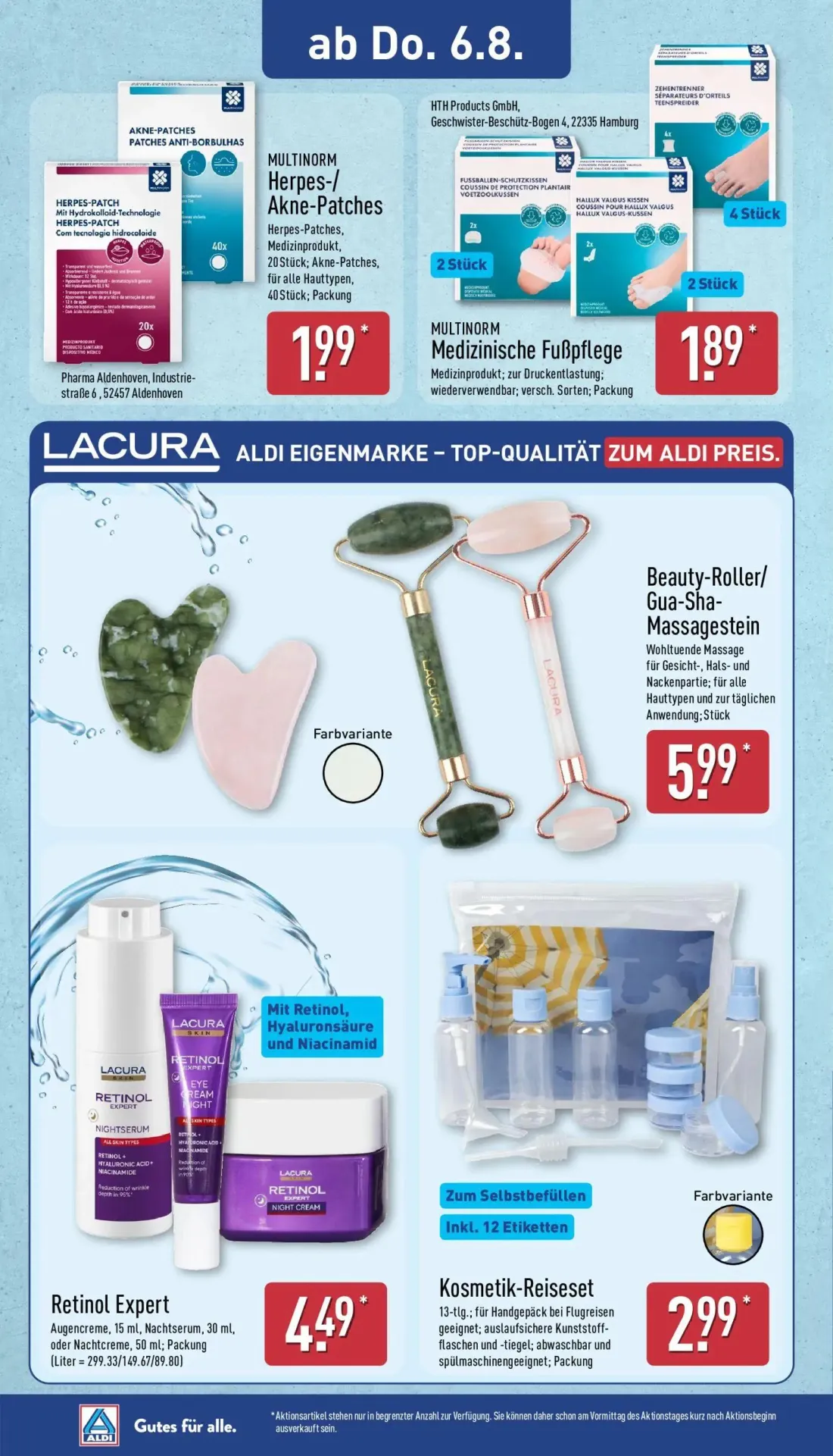 Aldi Nord Prospekt, Seite 24 von 40 — MULTINORM Herpes-/ Akne-Patches, MULTINORM Medizinische Fußpflege, Beauty-Roller/ Gua-…